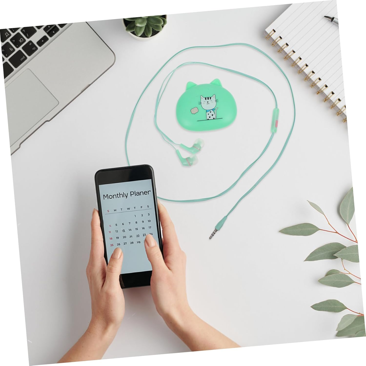 CATIEBYE Corded In-Ear Earphones Universal Wired Earbuds Compatible Smartphones Green High Sound Quality Headset for Phone Accessories and Mobile Use image number 3