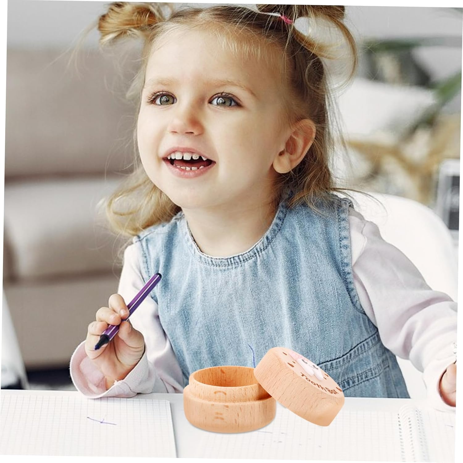 UPKOCH Wooden Tooth Keepsake Box for Kids Boys and Girls Small Tooth Storage Holder Baby and Hair Modern Simple Wood for Child Keepsake image number 5