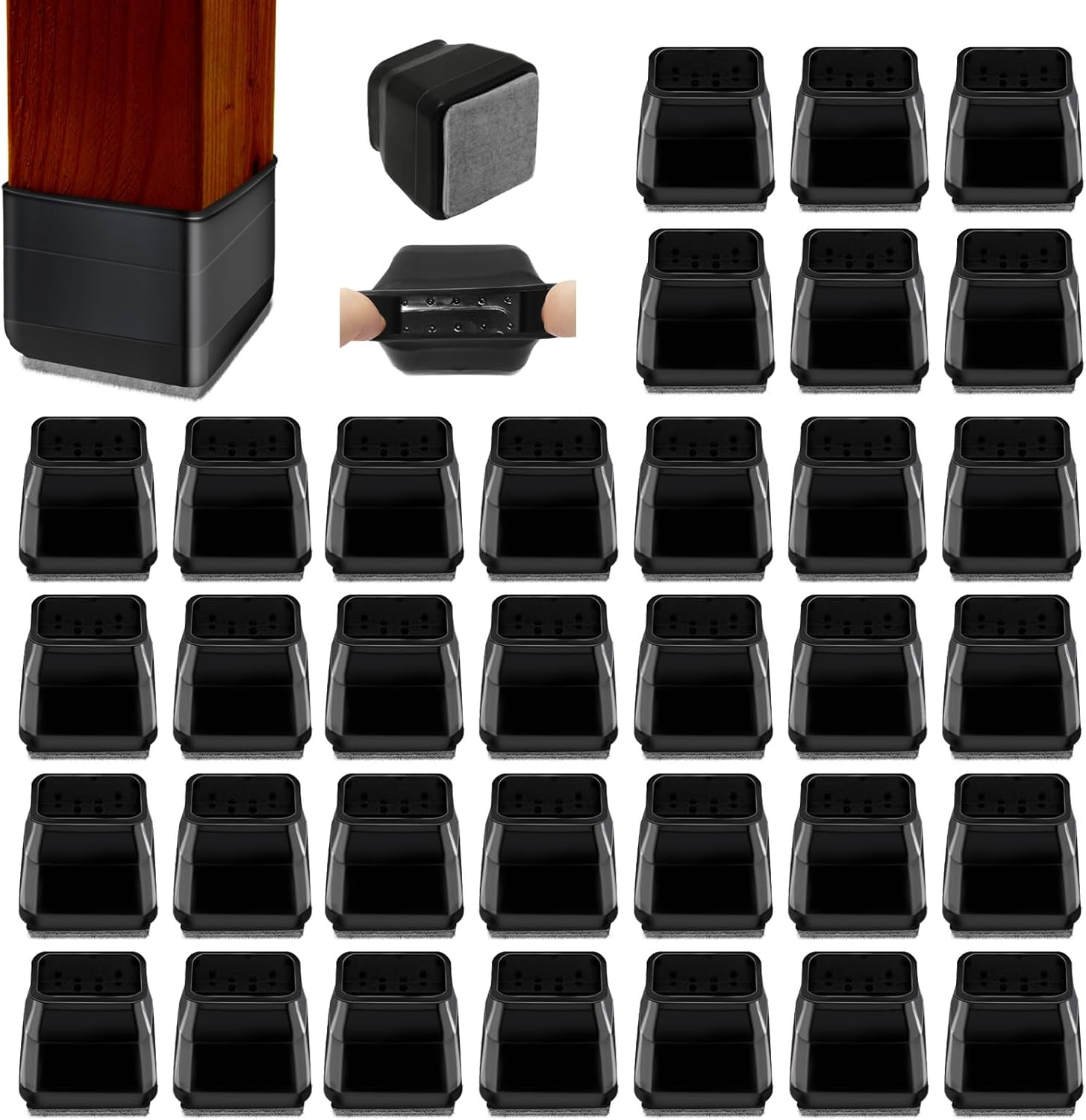 24Pcs Silicone Chair Leg Floor Protectors, Felt Furniture Pads for Hardwood Floors, Rubber Chair Leg Protectors for Hardwood Floors, Chair Leg Caps Chair Leg Covers for Wooden Floors(Clear, Large)