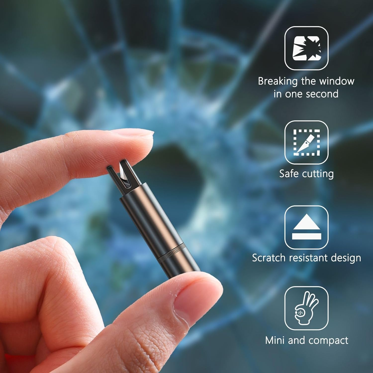 DALAETUS 2 Pcs Emergency Car Window Breaker with 2 Holders- 2-In-1 Window Breaker and Seat Belt Cutter for Car Safety, Car Safety Hammer, Red and Black image number 3