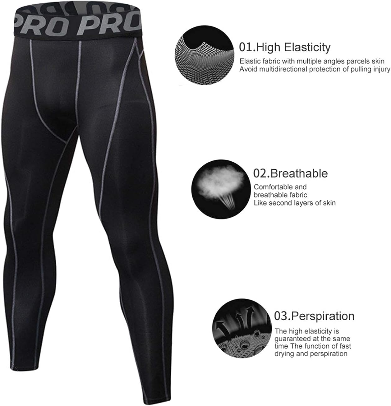 Mens Workout Compression Set Pants and Long Sleeve Shirts Winter Warm Thermal Base Layer Top & Bottom image number 2