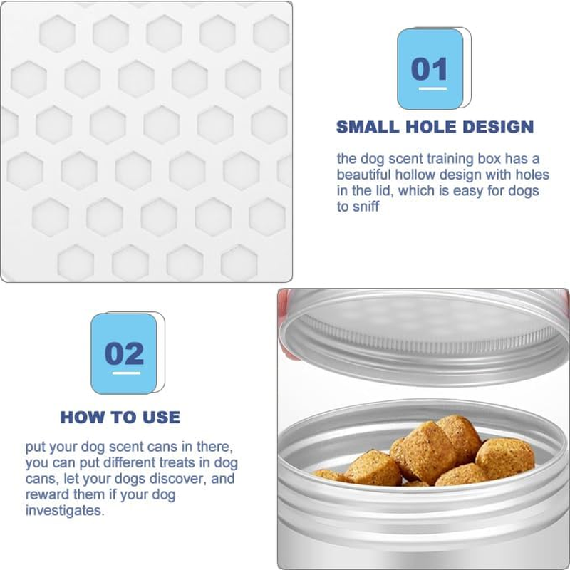 IONPSHG Dog Scent Work Tins,12Pcs Dog Scent Training Kit, Dog Scent Training Box Police Dog Nose Work Containers round Smell Training Canisters Aluminum(Silver)