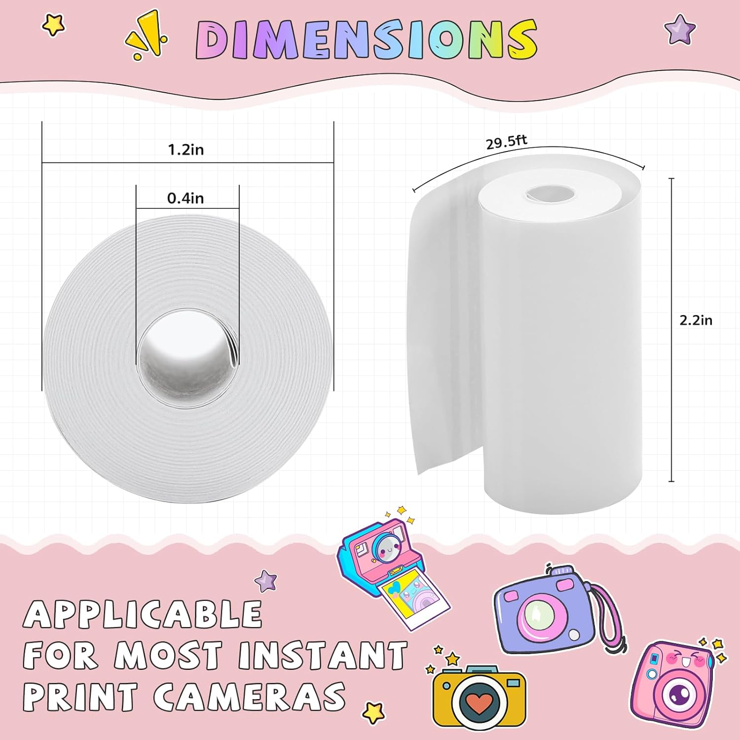 Skirfy 10 Rolls Kids Instant Camera Refill Print Paper,Linkless Thermal Paper Fit for Most Kids Camera Instant Print,Kids Digital Camera Favors Supplies - Green image number 2