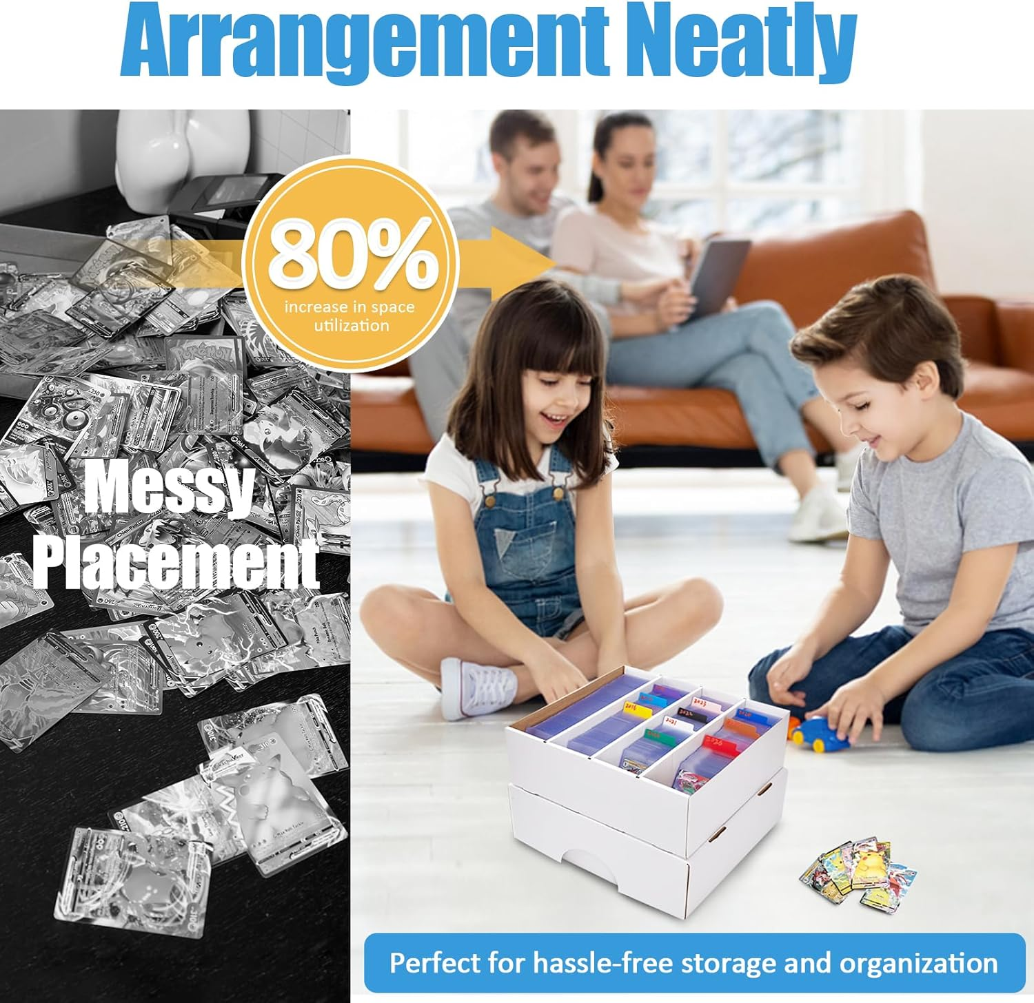 4 Pack Sports Card Boxes 3120 Count Cardboard Card Storage Box White Bulk Card Storage Baseball Card Boxes with 10 Dividers Sports Cards Storage Box for Card Game Baseball Card Storage Boxes image number 4