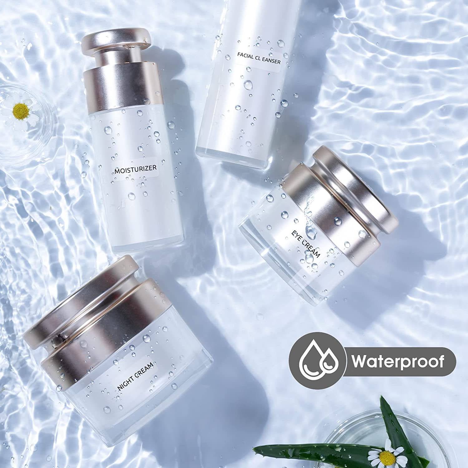 140Pcs Clear Bathroom Labels for Beauty Organization - Waterproof Stickers for Body Wash, Shampoo Dispensers, Skin Care Bottles, Lotion Cream, Cosmetic Travel Bottles image number 2