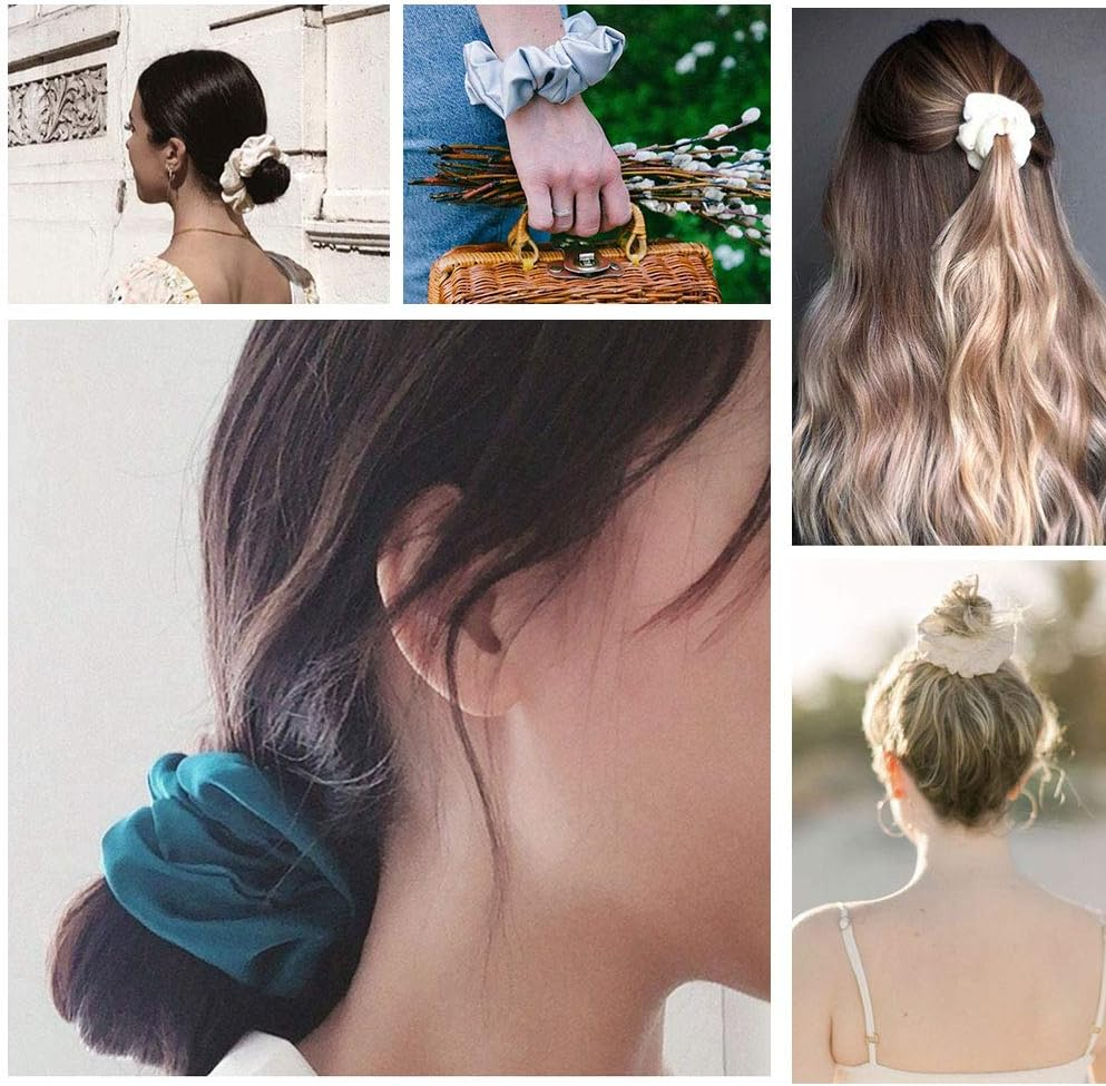 THXSILK Hair Silk Scrunchies Elastic Hair Bands Scrunchy Hair Ties Ponytail Ropes for Women Hair Accessories &ndash; 10 Colors image number 2