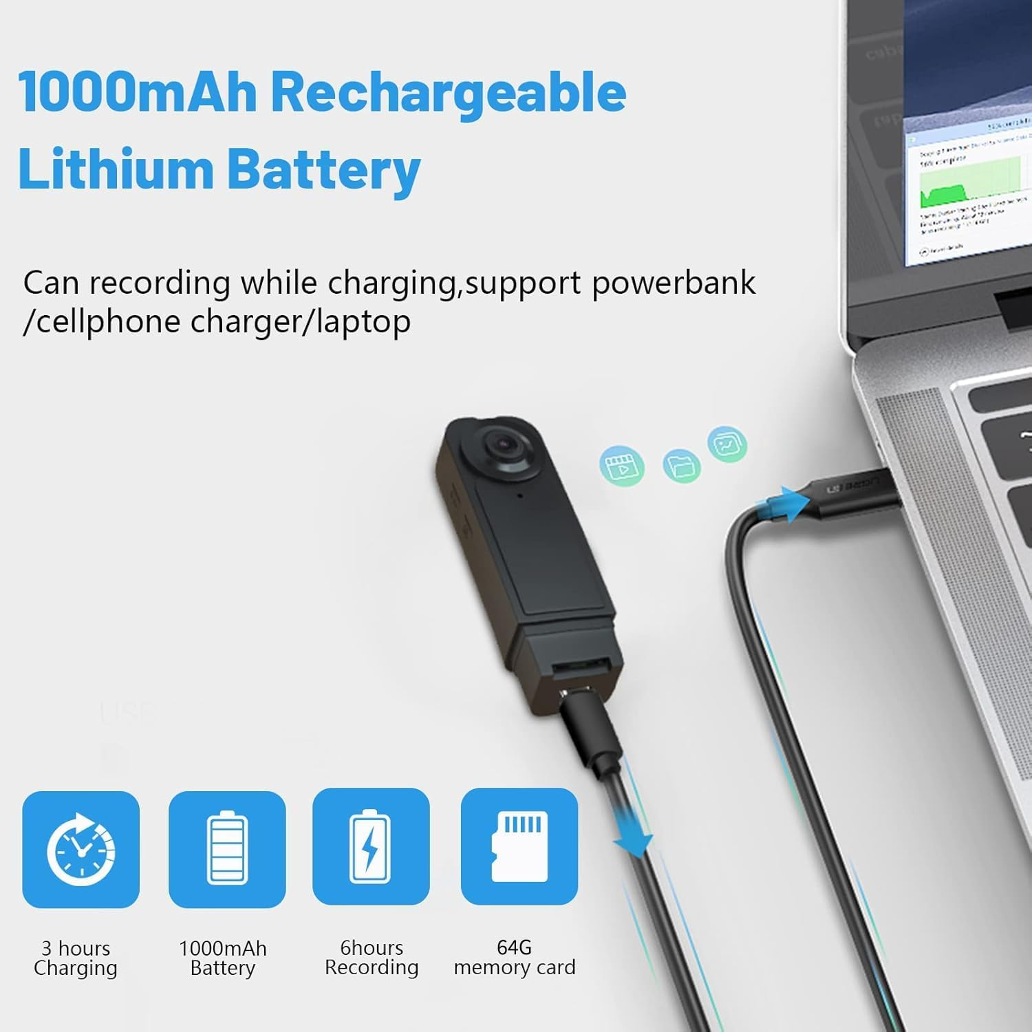 Asdraw Mini Body Camera 【Upgrade】 64GB 1080P HD Body Camera Wearable Camcorder with Night Vision IR & Loop Record, 4-6 HR Battery Life for Daily Records, Cycling, Delivery/Serving Jobs image number 2