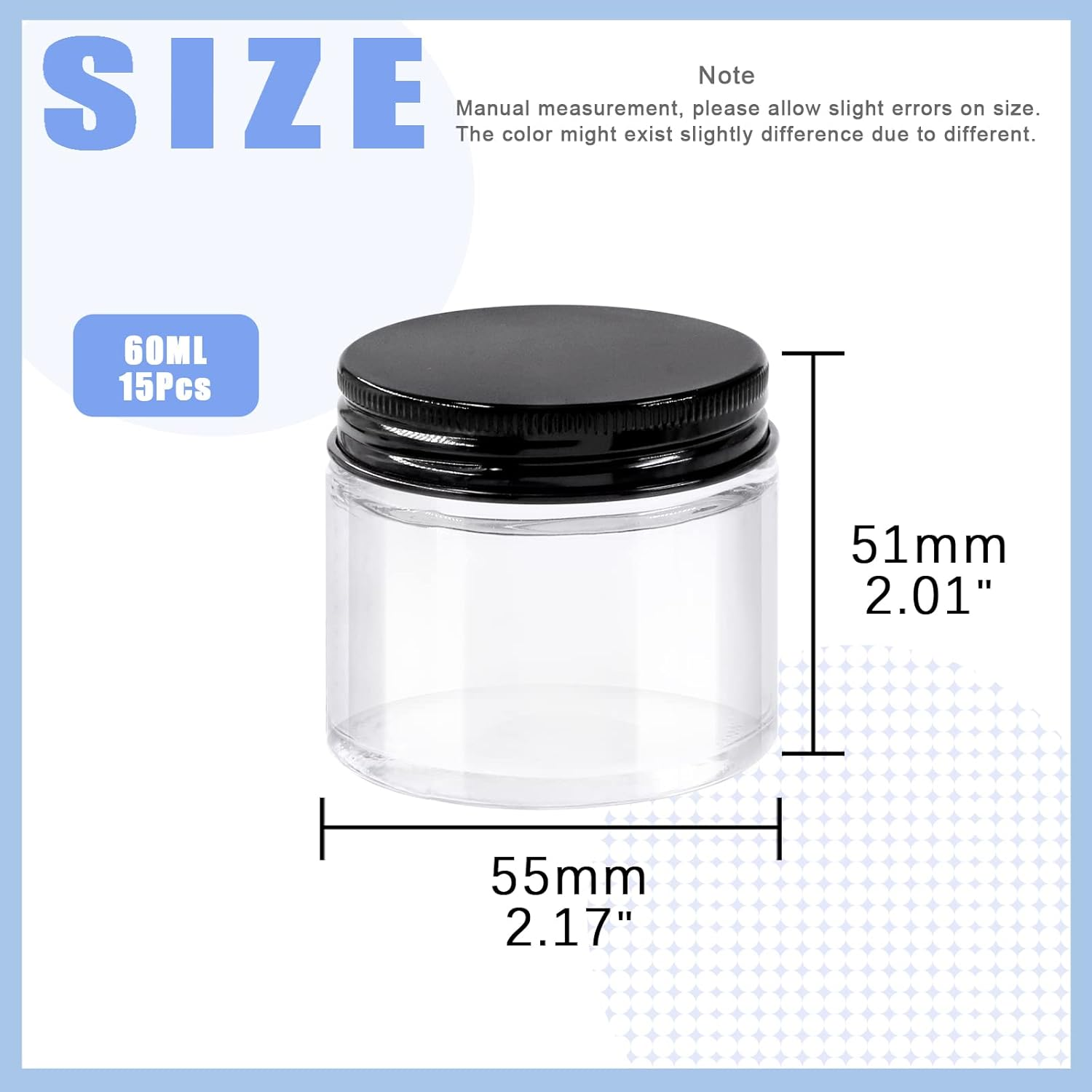 Glarks 15 Pack 2Oz Glass Jars with Lids, round Clear Glass Jars with Inner Liner and Black Lids for Storing Creams, Beauty Products, Cosmetic and Ointments - White image number 3