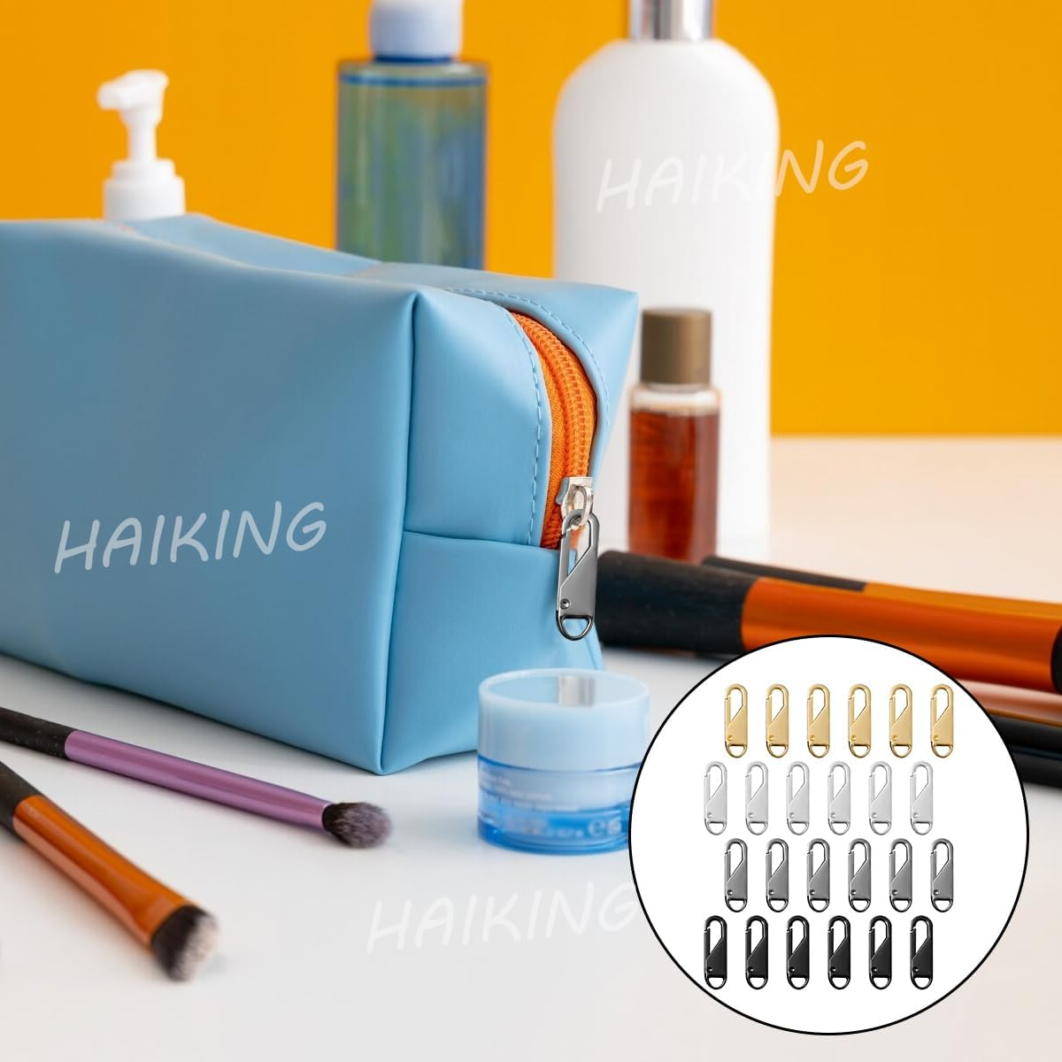 HAIKING Replacement Metal Zipper, 24 PCS Universal Detachable Zipper Pull Kit for Suitcases, Coat, Boots, Jacket, Backpacks (4 Colors) image number 1