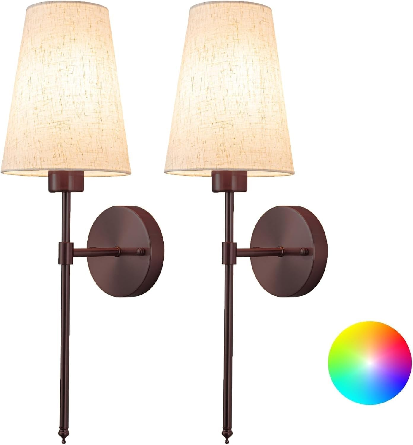 Wall Lights Battery Operated Wall Sconces Set of 2，Indoor Not Hardwired Fabric Shade Fixtures,Rechargeable Wireless Wall Sconces with Dimmable Remote Control,For Bedroom,Farmhouse(Black)