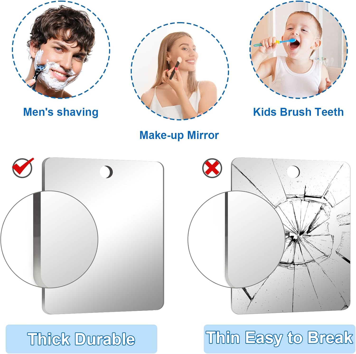 Shower Mirror anti Fog Large Size with Suction Hook and Adhesive Hook Perfect for Shaving image number 2