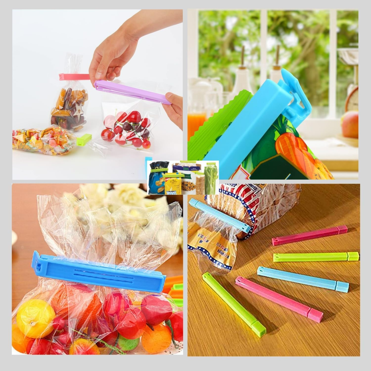 Taicols 30 Pcs Bag Sealing Clips, Sealing Clips for Food Sealing Clip Set for Snack Bags Food Preservation Clips Small Plastic Bags Food Sealing Clips Plastic Sealer Clips Plastic Food Clips Bag Clips