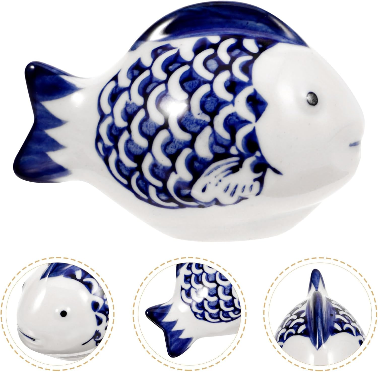 Kichvoe Ceramic Aquarium Blue and White Porcelain Floating Realistic Artificial Fish Tank Decorations Underwater Tea Pet Fish Desktop Ornaments image number 5