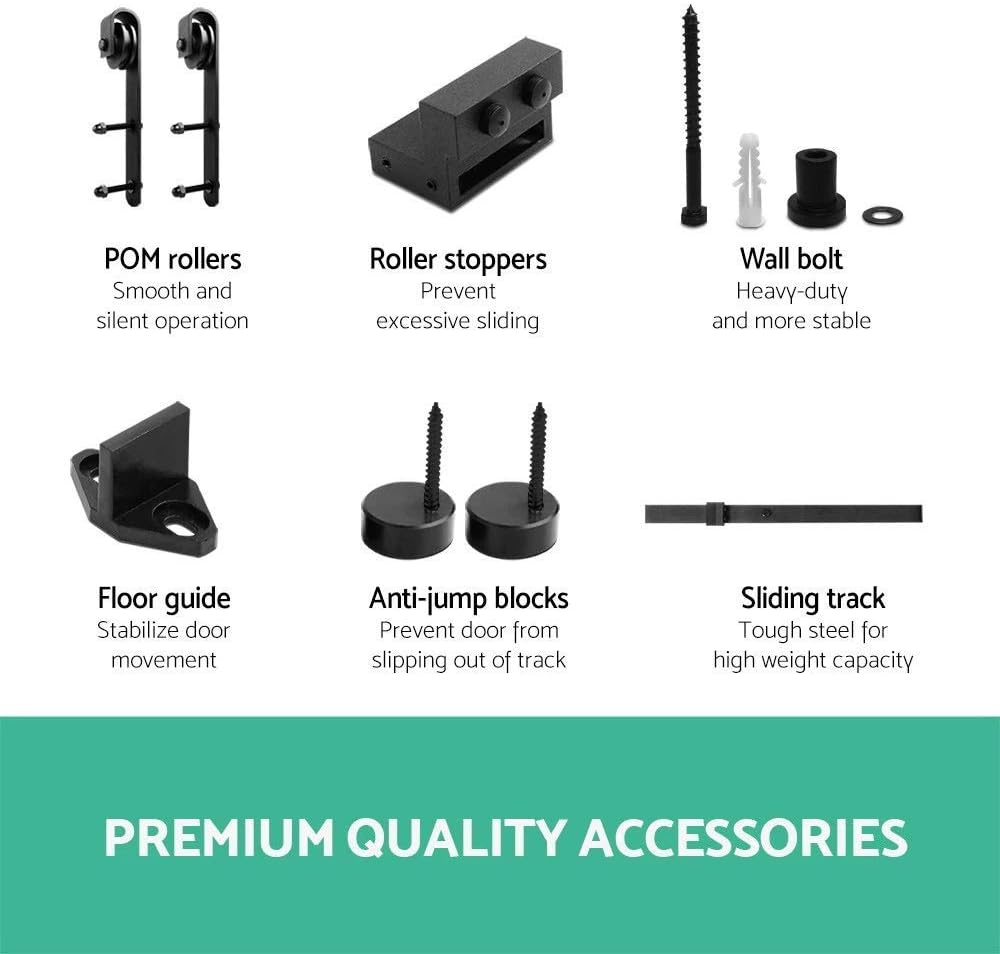 Cefito Sliding Barn Door Hardware, 4M Bypass Barns Doors Rail Track Slide Gate Roller Kit Wall Mount for Home Office Bedroom Garage, Carry up to 240Kg Smooth Black image number 1