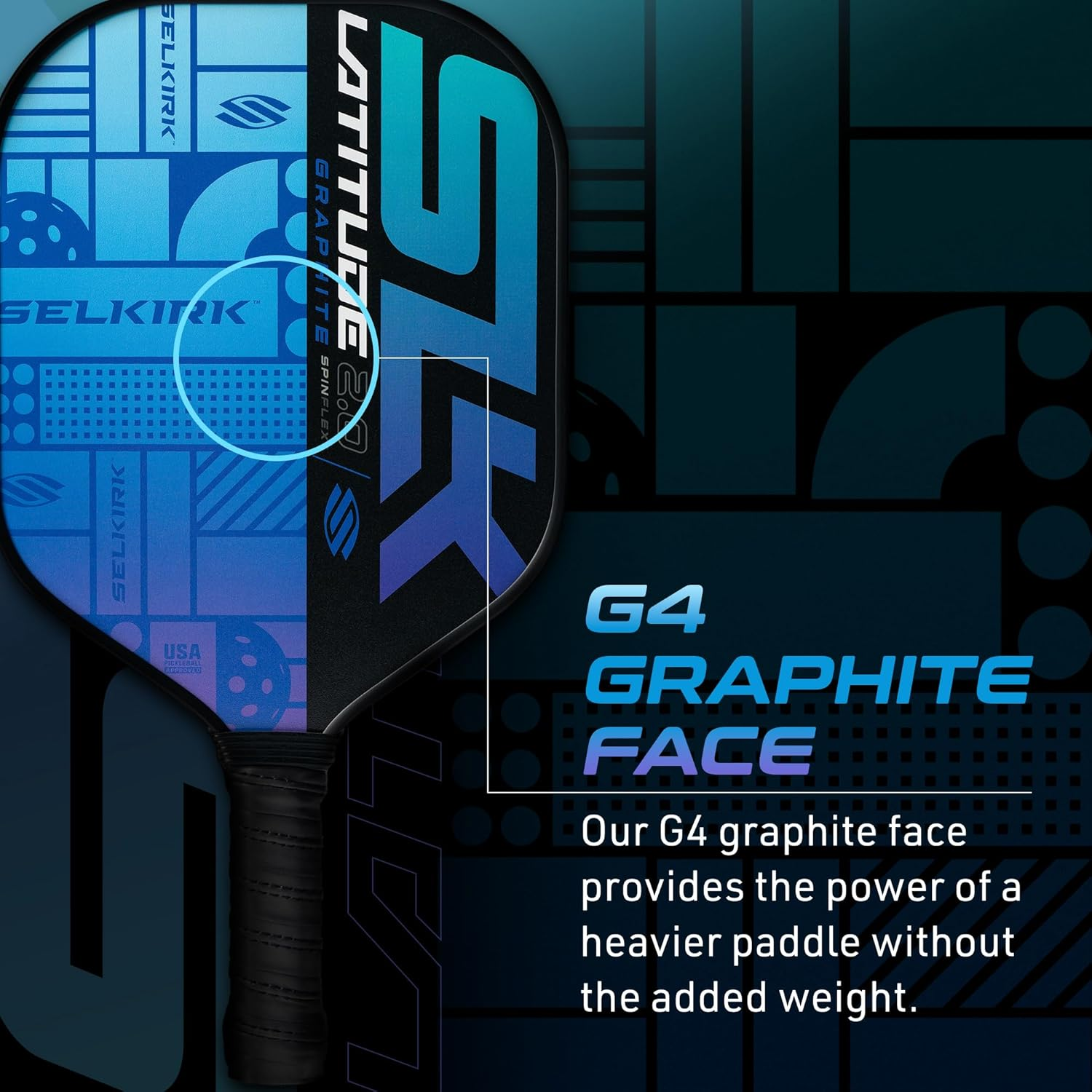 SLK Latitude 2.0 Pickleball Paddle | G4 Graphite Pickleball Paddle Face | Rev-Core+ Technology with Spinflex Surface | Redesigned for Performance and Control image number 1