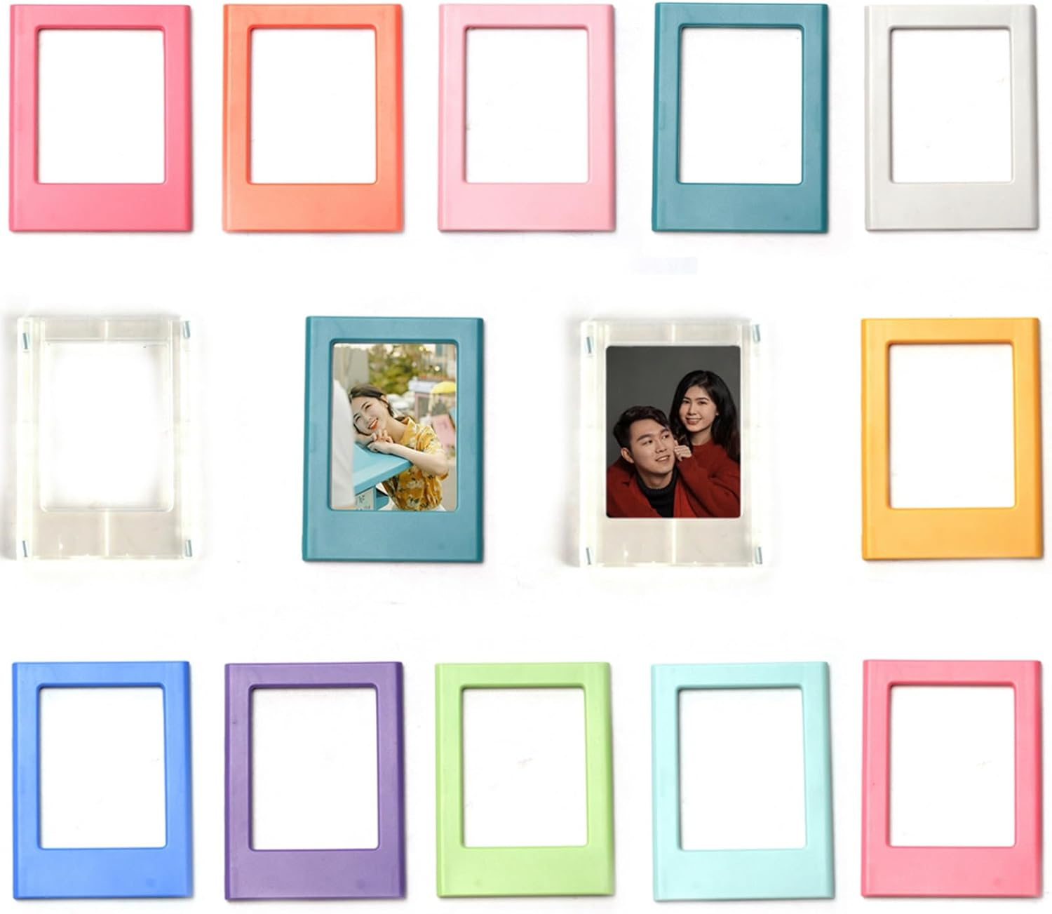 GYB 12PCS Colorful Magnetic Photo Frame for 3 Inch Mini Photo, Picture Collage Frames for Fridge Metal Surfaces, DIY Photo Frame (2 Sets)