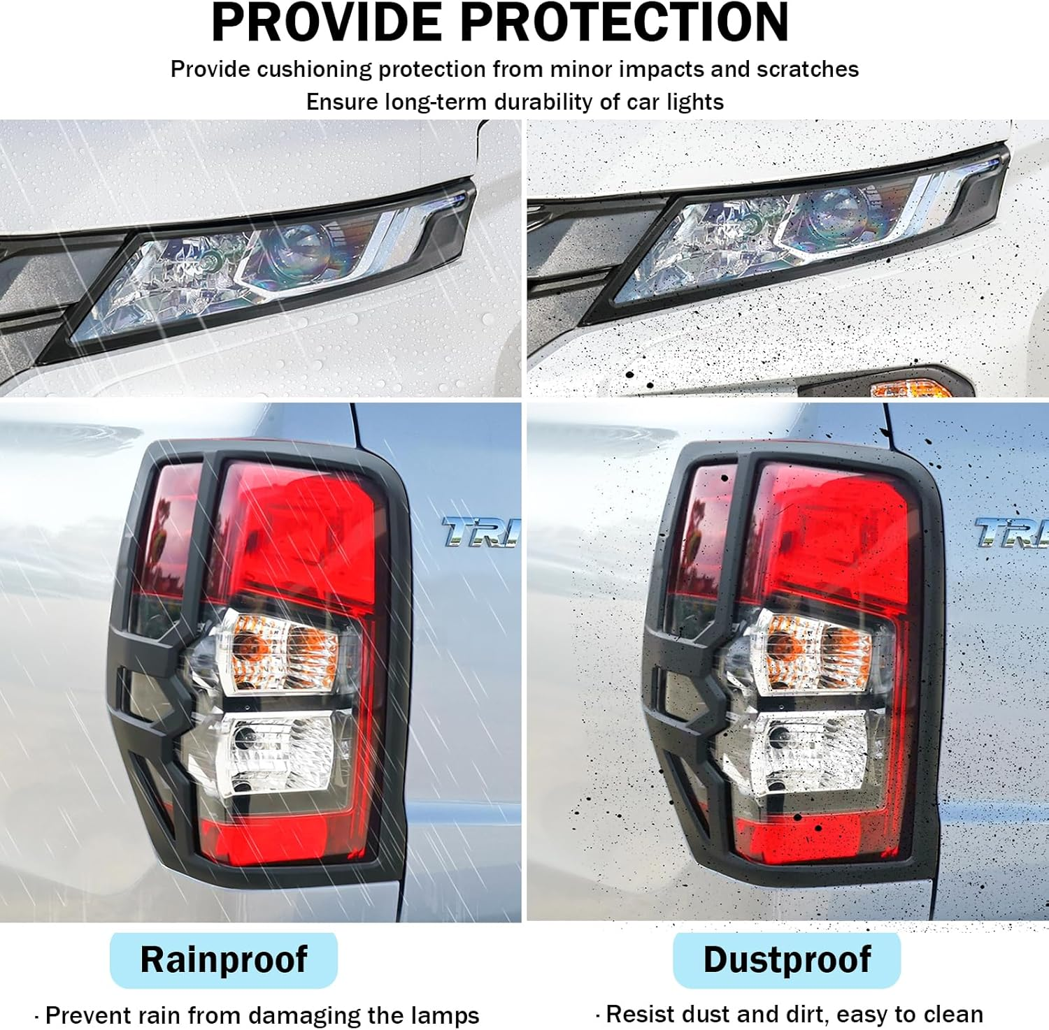 For Mitsubishi Triton MR 2019-2023 Accessories Headlight Tail Light Cover Trims, Front Rear Light Lamp Guard Protector Cover Trim Surround Frame, Matte Black Ute Exterior, 4Pcs/Set image number 4