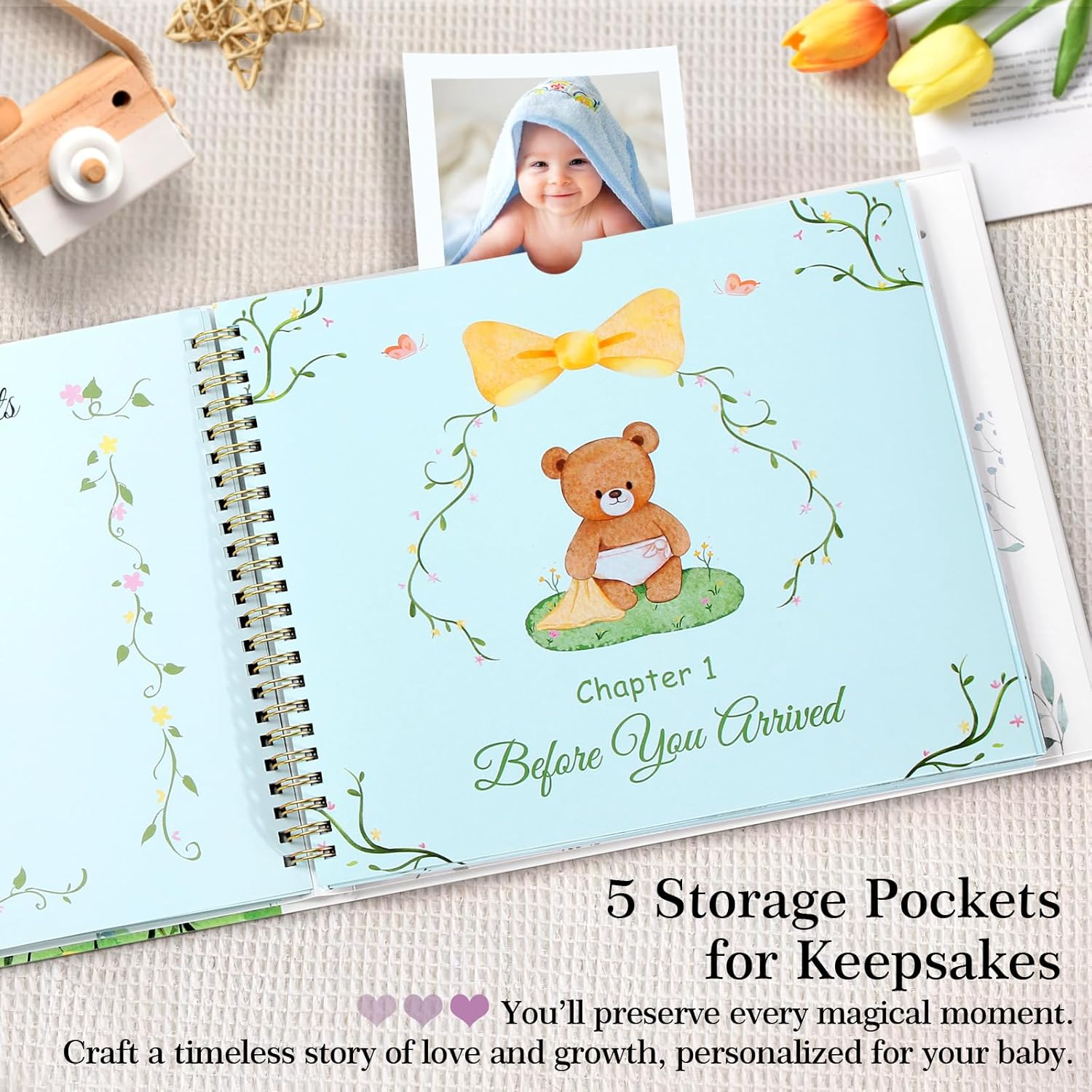 Baby Memory Book for Boy or Girl - First 5 Year Keepsake Album from Pregnancy to Age Five