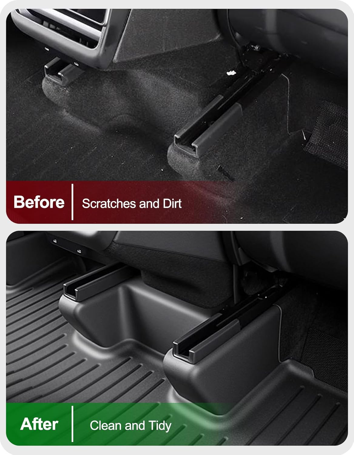 Foor Mats Kits for Tesla Model Y Juniper 2025 2026 Front Seat Slide Rail Cover Underseat Edge Protector TPE Seat Track Kick Mat Full around Wrap Case Shells Accessories (Black) image number 4