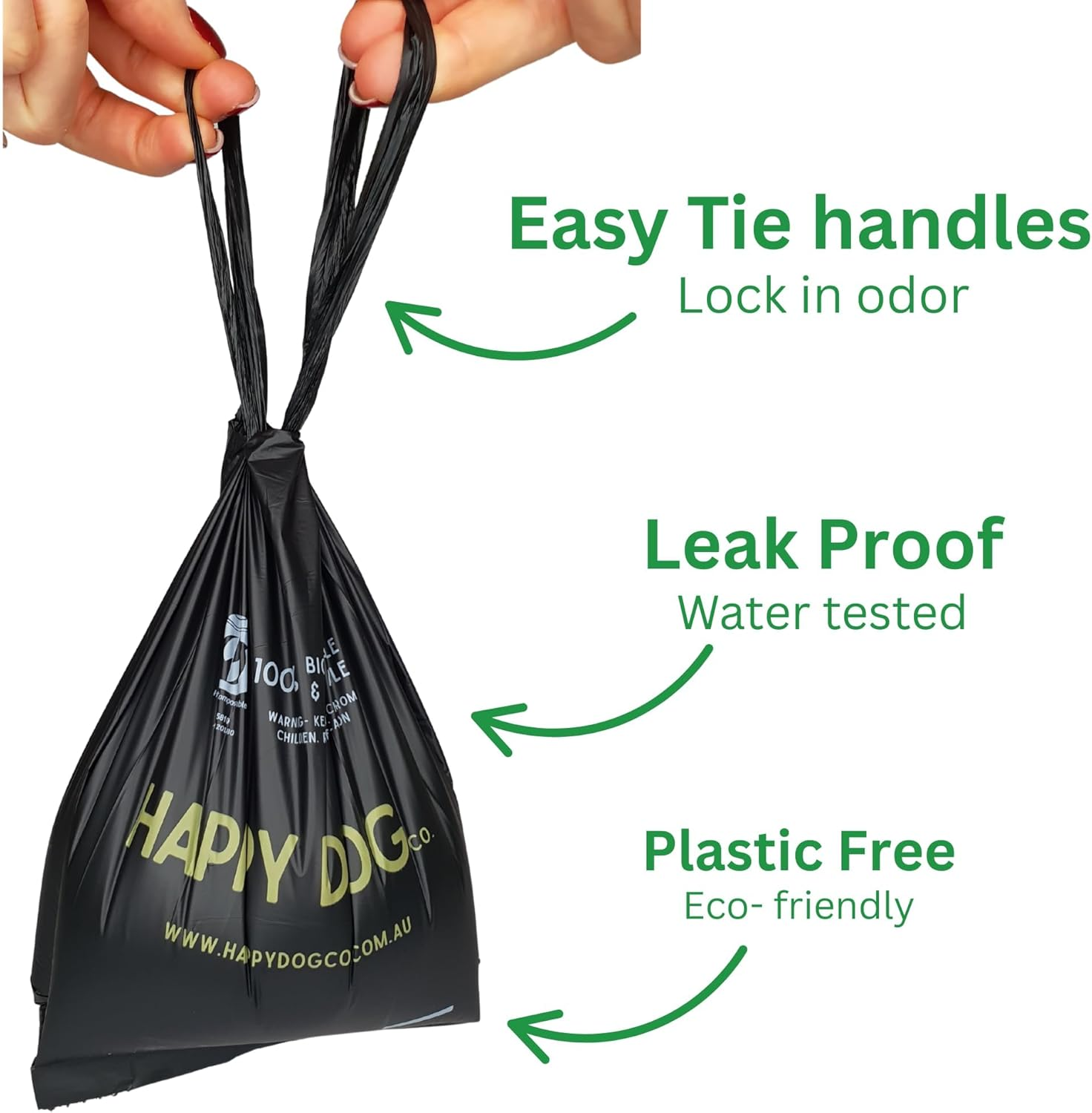 Dog Poo Bags Biodegradable Large Poop Bags with Tie Handle, Leak-Proof 8 Rolls 120 Bags 32X22Cm Unscented Extra Thick image number 2