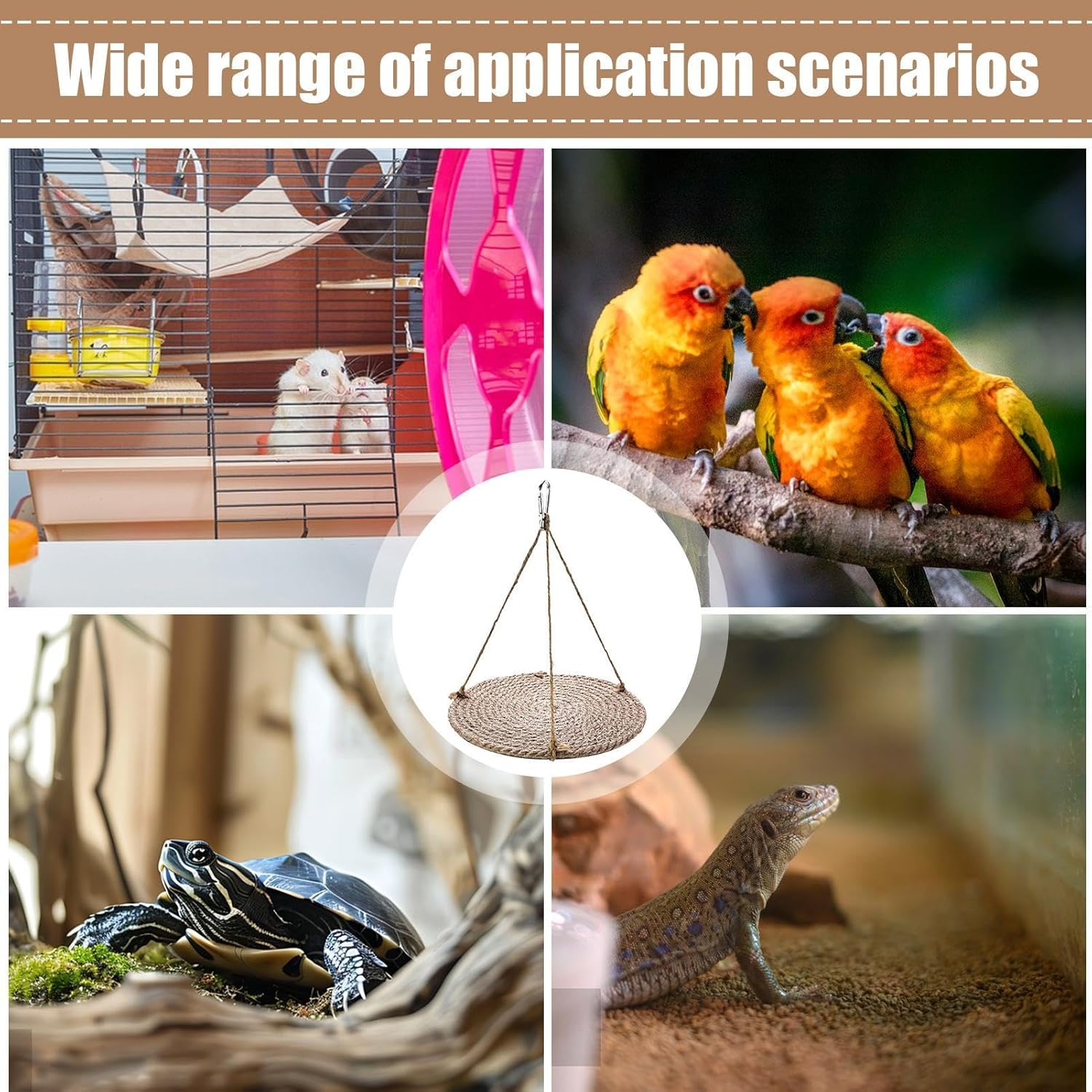 Bearded Dragon Bed | Lizard Cage Bed Swing Gecko Toy,Bearded Dragon Habitat, Small Pets Carrier, Breathable Mesh Rest for Parakeets, Birds, Squirrels - Large image number 2