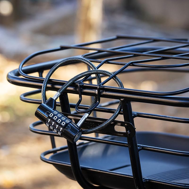 4 Digit Combination Padlock, 6.9 Inch Long Shackle Cable Lock with 4-Digit Resettable Combination, Waterproof Steel Padlock for Outdoor Fence, Gym, School Locker, Suitcase Bag, Bike Security image number 2