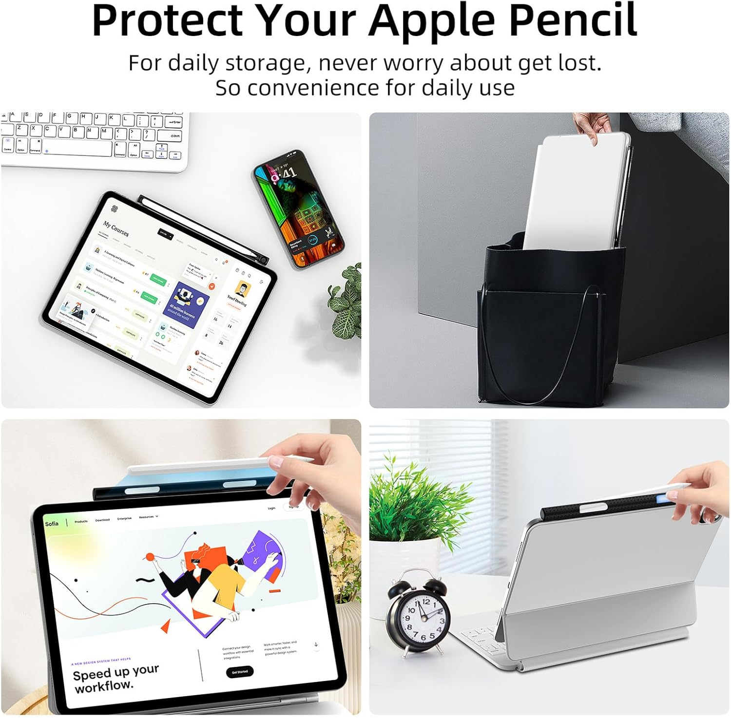 Pencil Pen Holder for Apple Pencil 2Nd Generation Case Compatible with Magic Keyboard, Smart Keyboard Folio and Other Magnetic Case, Stylus Pen Holder for Ipad - Black image number 3
