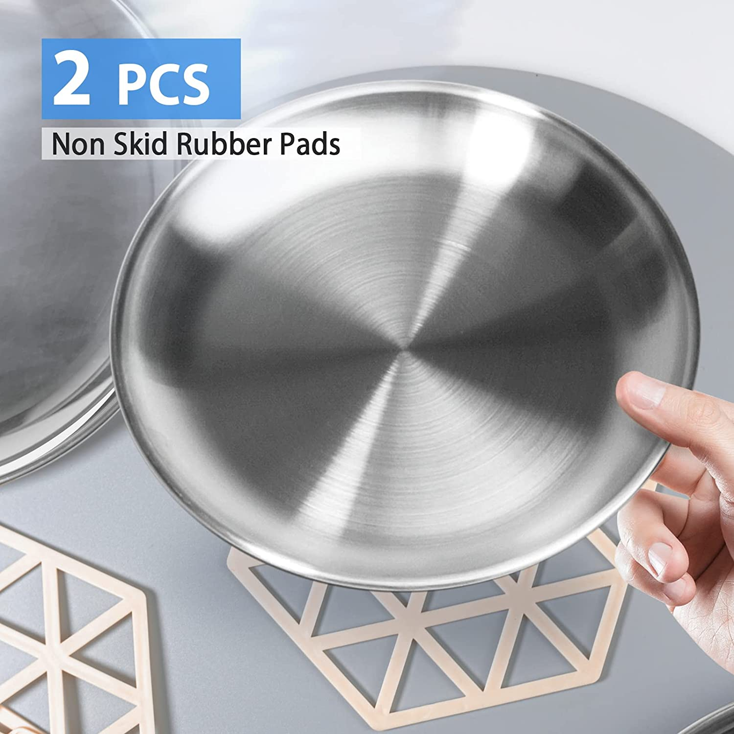 Stainless Steel Cat Dishes for Food and Water Bowls for Small and Medium Pets Relief of Whisker Fatigue -2 Sets Shallow Style