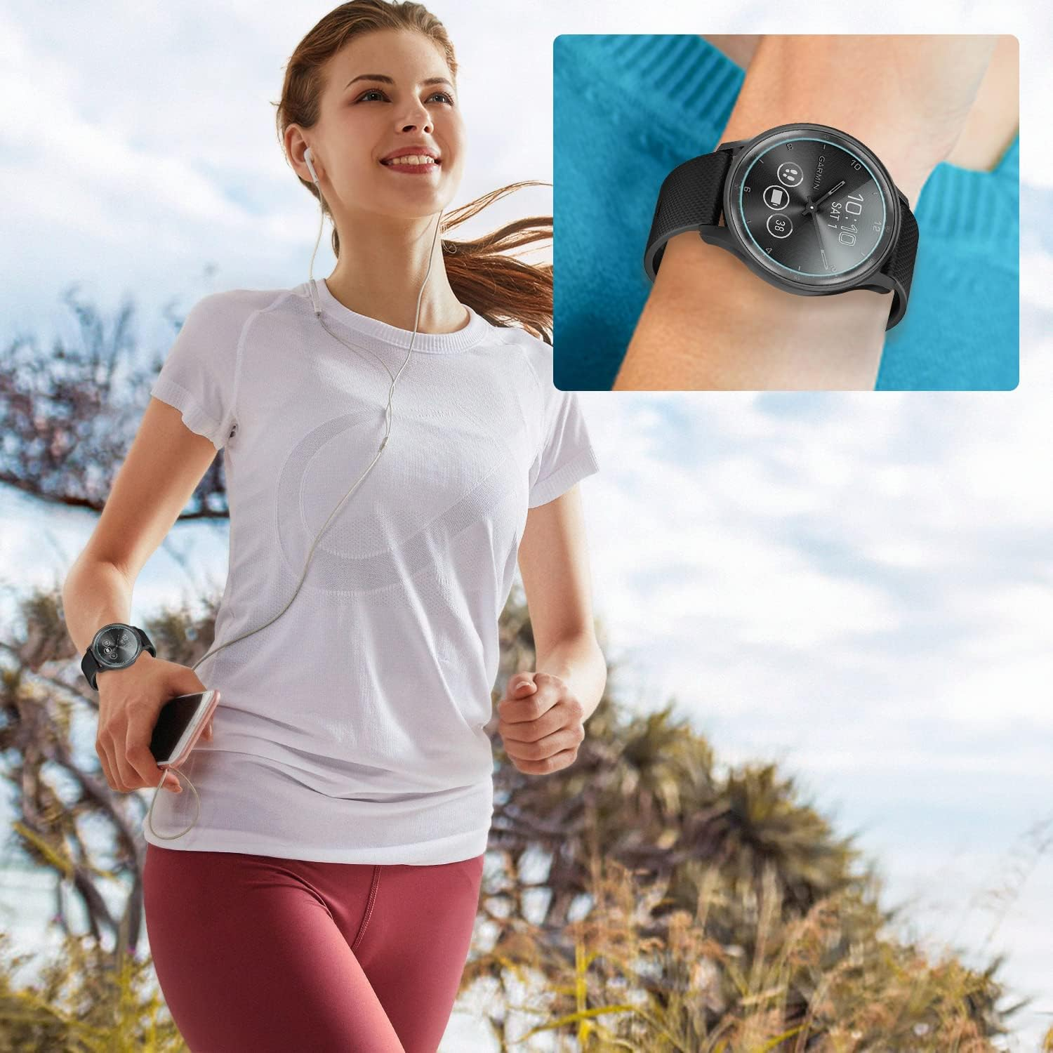 Diruite Pack of 4 for Garmin Move Trend Tempered Glass Screen Protector HD Glass Anti-Scratch Screen Protector for Garmin Move Trend Screen Protector [Anti-Oil, 9H Hardness] image number 3