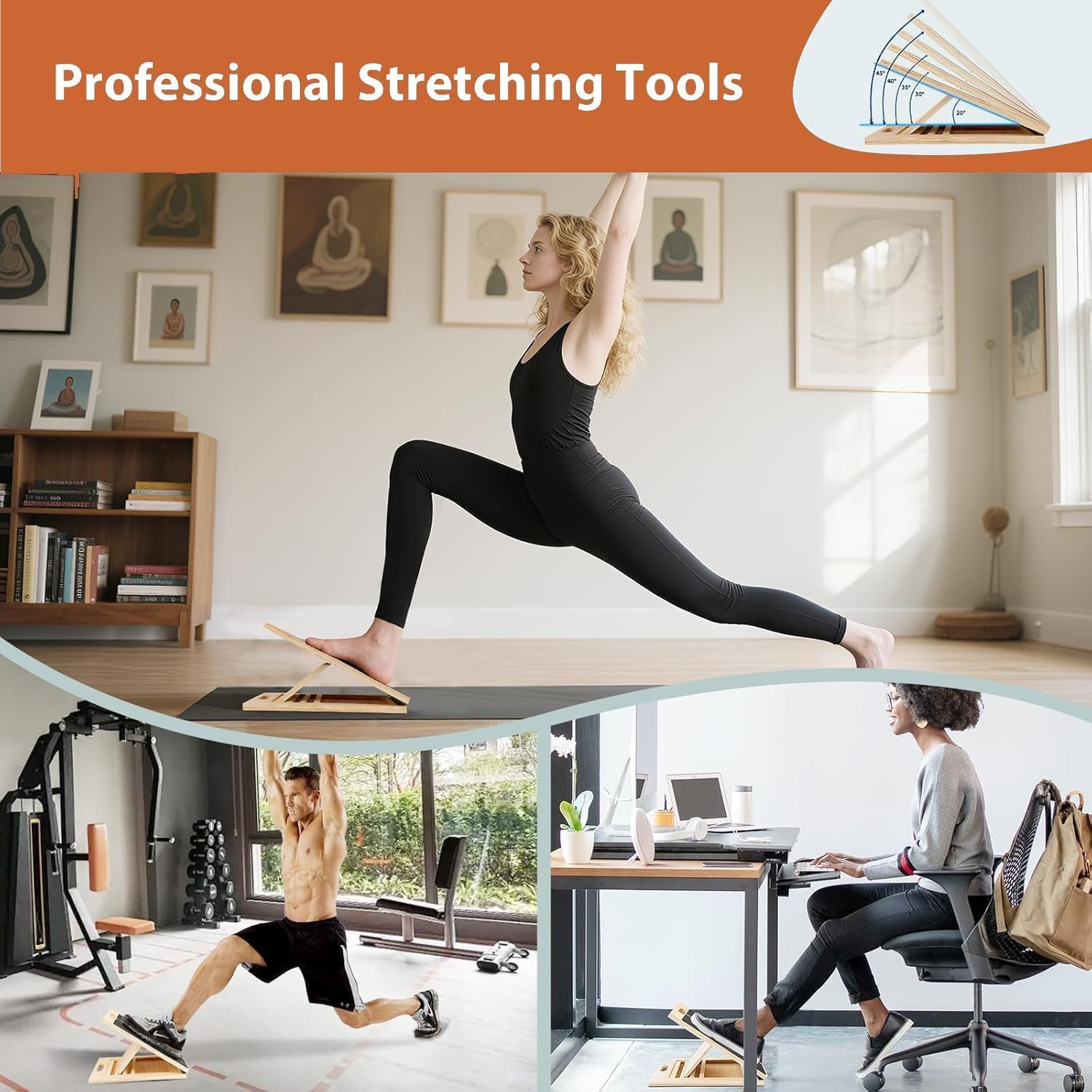 Slant Board for Calf Stretching,Adjustable Angle Slant Board, Calf Squat Wedge,Portable Rehab Stretching Foot Rest,For Exercise, and Ankle Mobility,For Knees, Feet and Achilles Support image number 6