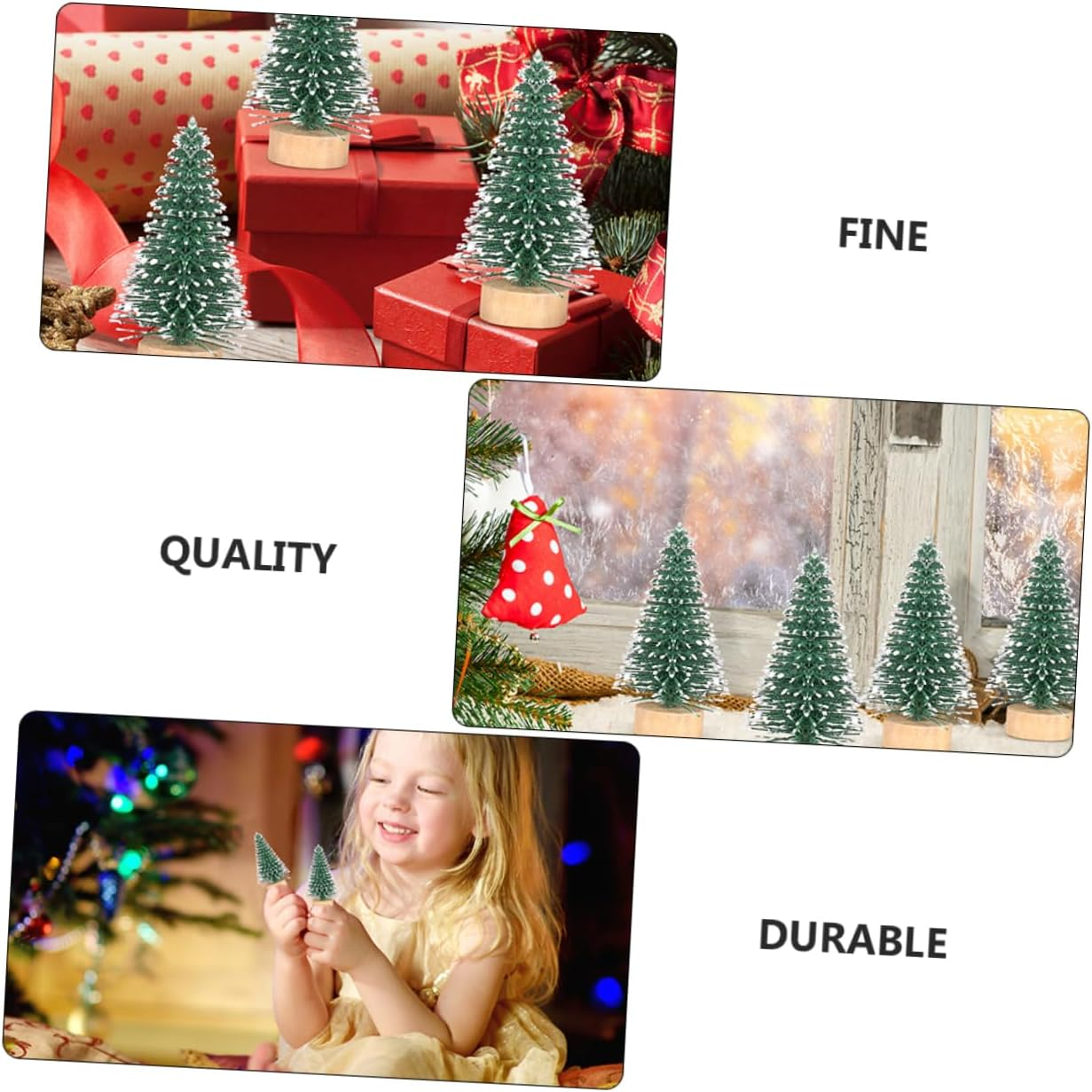 SHOWERORO Christmas Tree Set Xmas Adornments 5Cm Snow Pine Velvet Desktop Ornament for Parties Home Bar Decoration image number 1