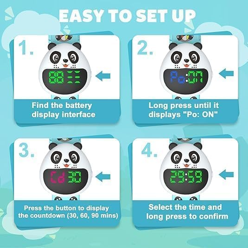 MINYII Potty Training Watch for Kids V2 &ndash; a Water Resistant Potty Reminder Device to Train Your Toddler with Fun/Musical & Vibration Interval Reminder with Potty Training Ebook - Panda -Watch Blue -01 image number 5