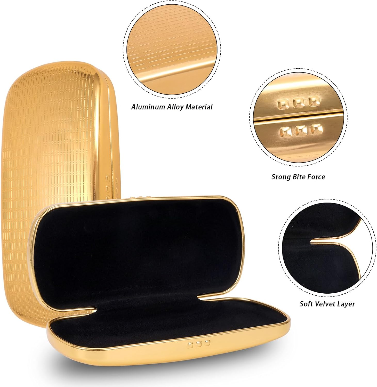 Hifot Metal Glasses Case Hard Shell, Aluminum Spectacles Box Eyeglass Sunglasses Case for Men Women Kids, Reading Glasses Holder - Black image number 6