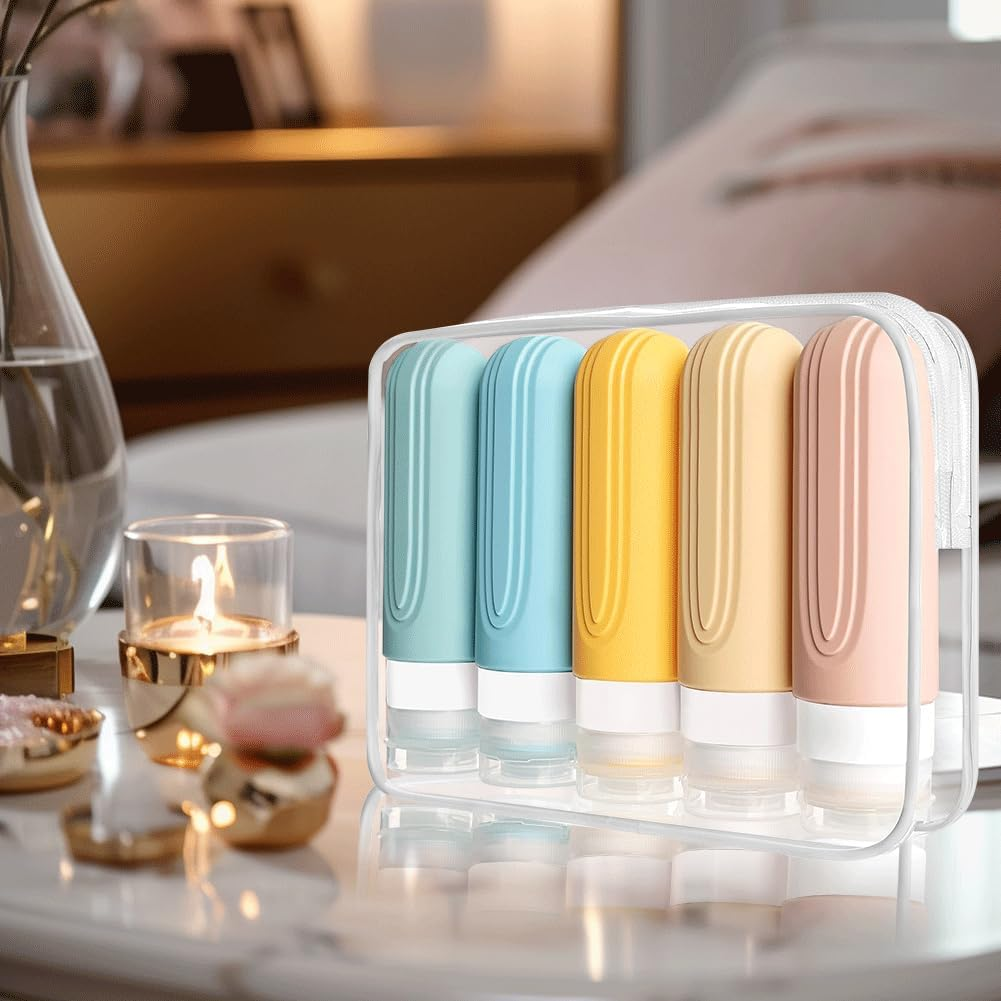 Travel Size Toiletries Bottles Set of 5, Refillable Containers for Shampoo Conditioner, Leak Proof Travel Accessories with Toiletry Bag image number 1