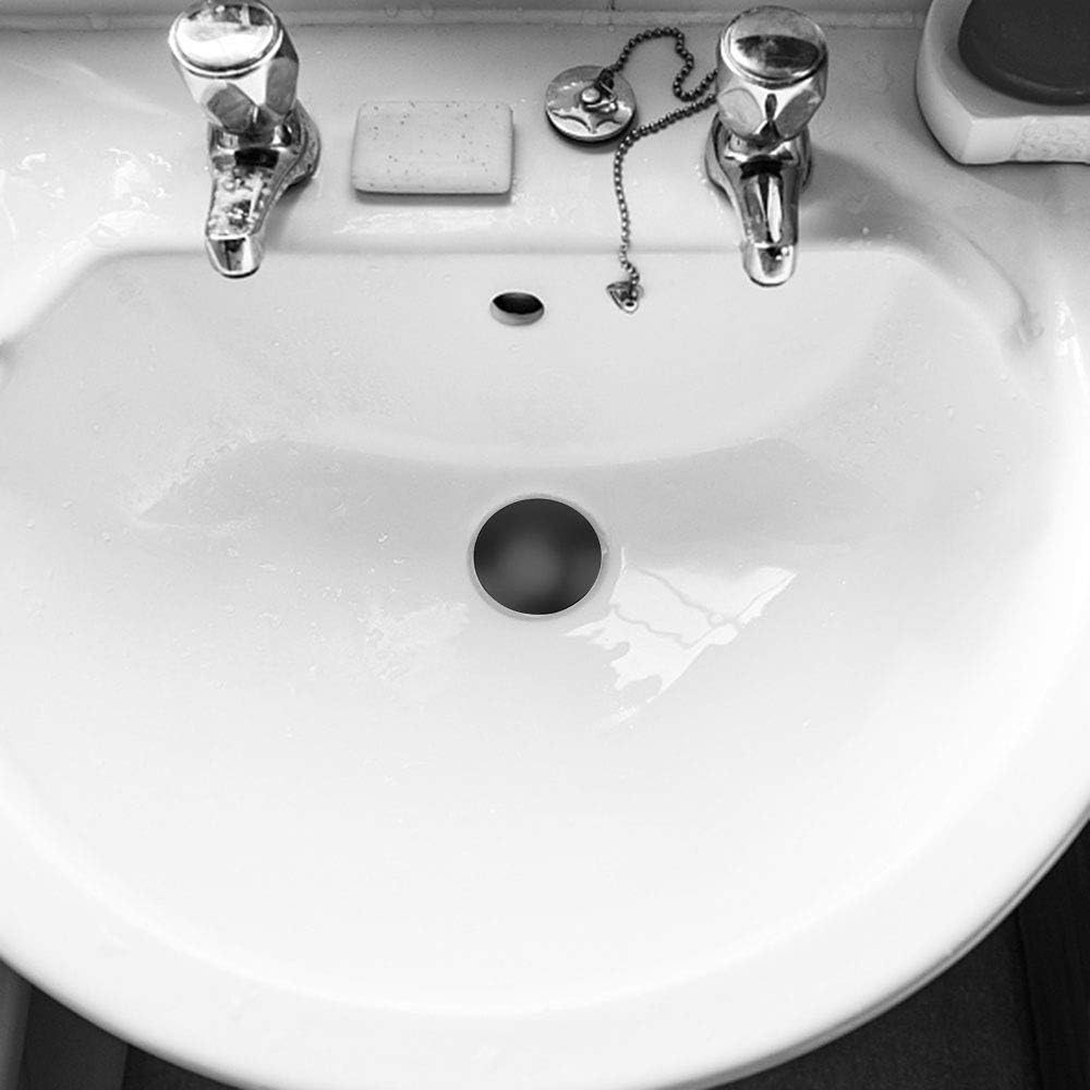 Pop up Sink Plug Slotted Black Click Clack Basin Waste Plug with Overflow for Bathroom Bathtub image number 1