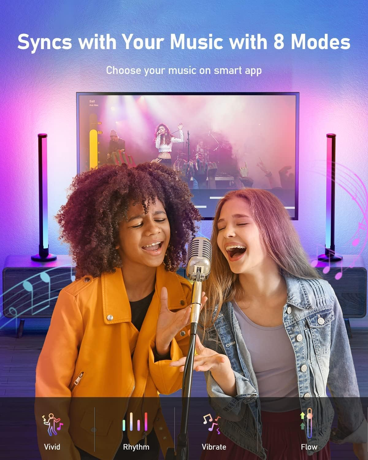 TONGLIN Smart LED Light Bars, 2Pack 42Cm RGB Light Bars, Smart Light Bar with Diy/Music Sync/8 Scene Modes, Gaming Lights TV Backlight with App Control, Colour Changing Light - 360&deg; Lighting image number 2