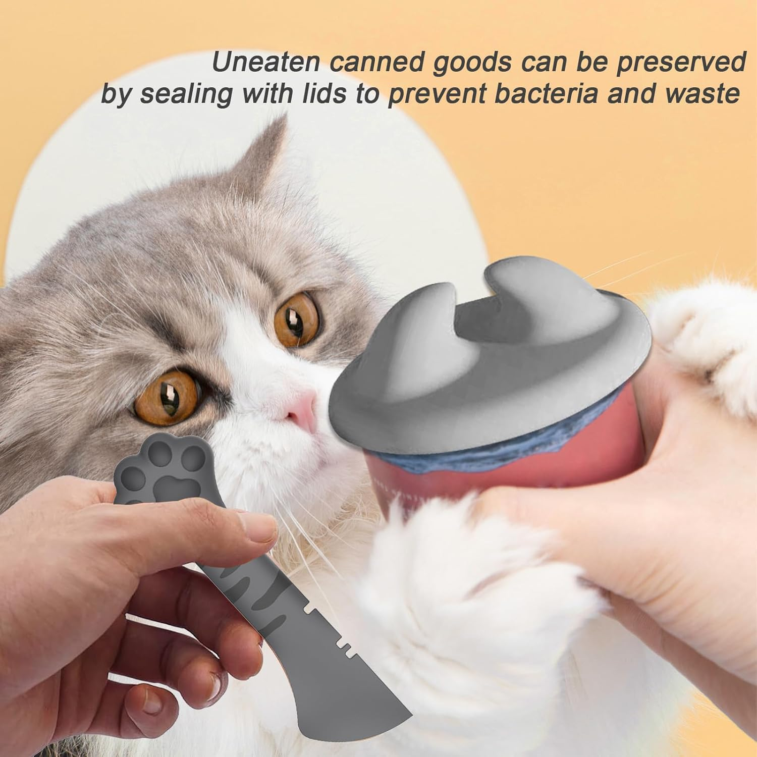 KUBDPQOR Pet Food Can Lid Set, Versatile Cat Food Lid and Cat Spoon/Can Opener for Cat Food Cans, for Dogs and Cat Food, Fits Almost All Food Cans image number 5