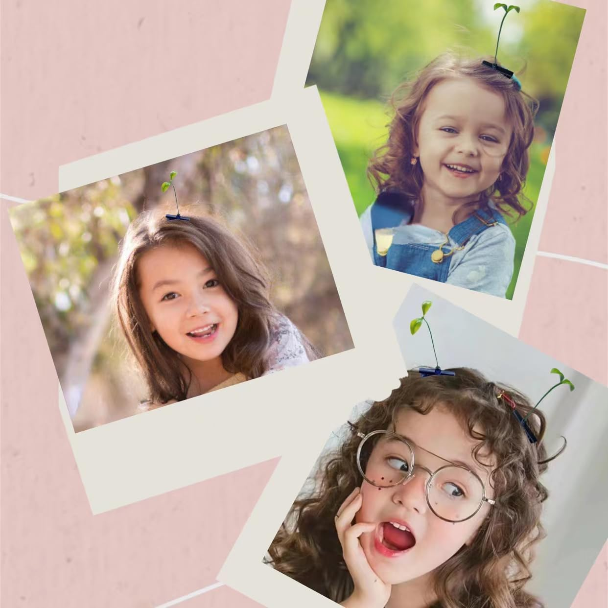 100 Pcs Bean Sprout Hair Clip, Plant Hair Clip Sprout Clips Funny Little Grass