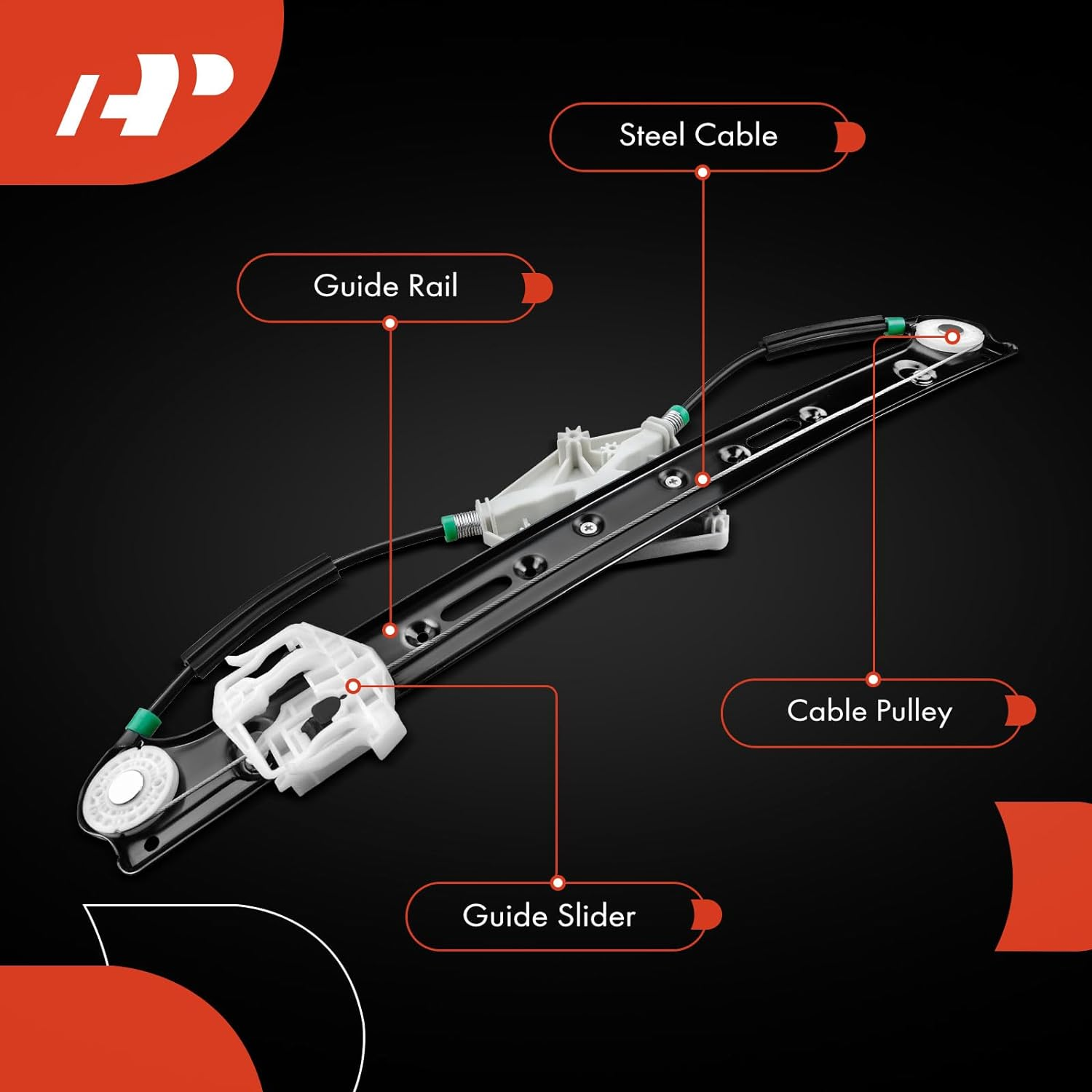 A-Premium Power Window Regulator without Motor for BMW X3 E83 2004-2010 Rear Right Passenger Side image number 1