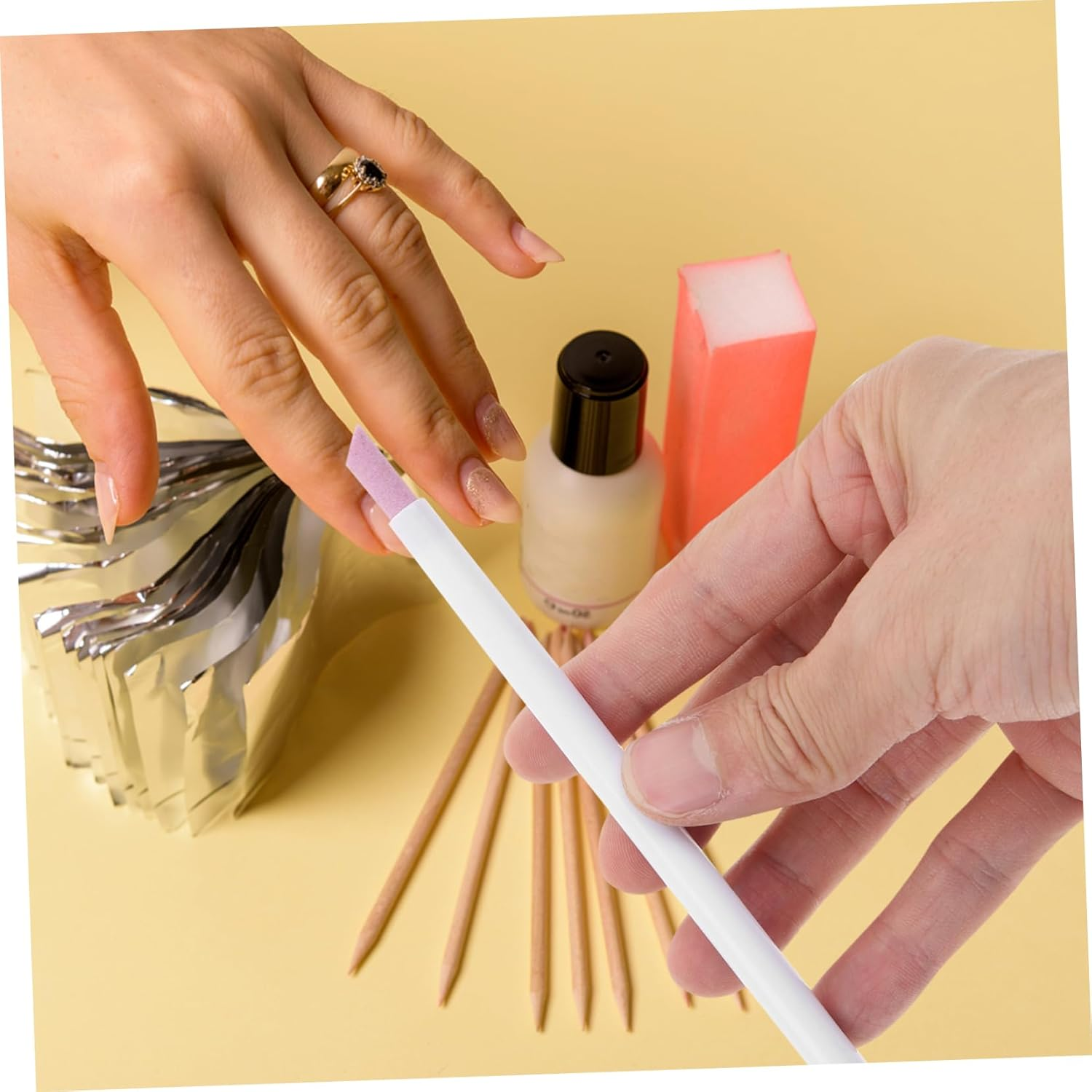 NOLITOY 5Pcs Nail Engraving Pens for Manicure Portable Cuticle Pushers White Art Polish Tools Suitable for Home and Professional Use