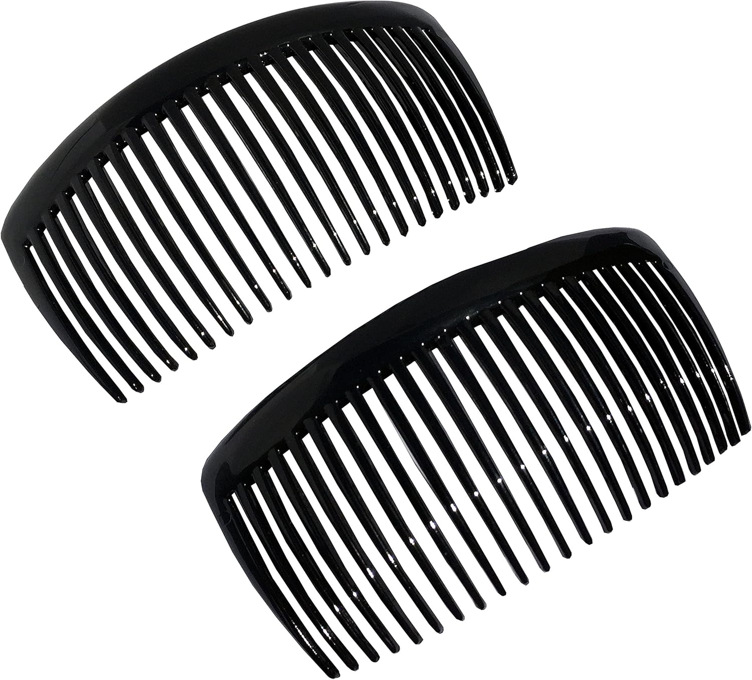 Parcelona French Pair of Clear Crystal Color Large Glossy Cellulose Acetate Good Grip Updo 23 Teeth Hair Side Combs 4.25 Inch
