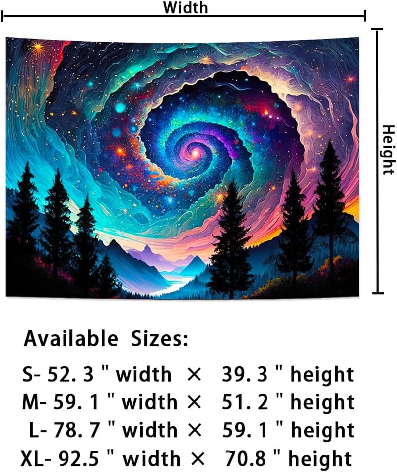 Galaxy Space Tapestry Colorful Starry Sky Tapestry Trippy Mountain Tapestries Misty Forest Tapestries Fantasy Landscape Wall Hanging Decor for Home