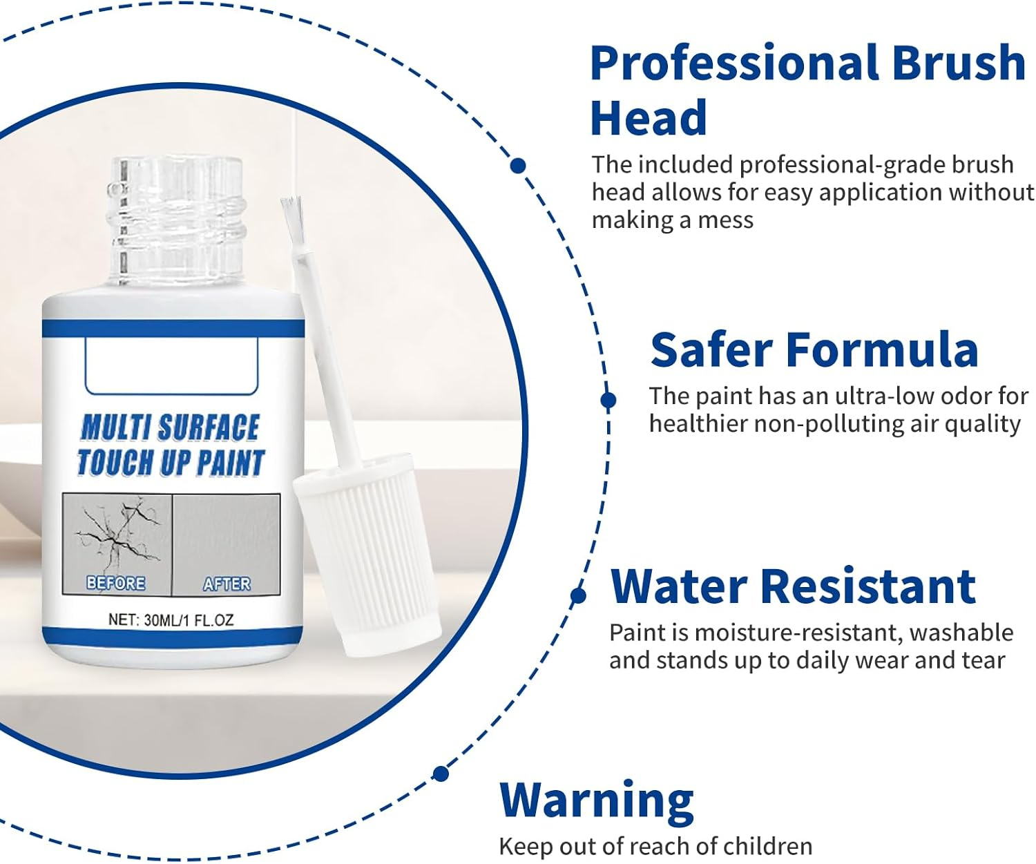 Tub and Tile Paint, Specialty Bathtub Paint White, Quick-Dry Porcelain Paint for Scratches, Cracks, and Spots on Sinks, Enamel, Toilets, and Bathtubs(White) image number 5
