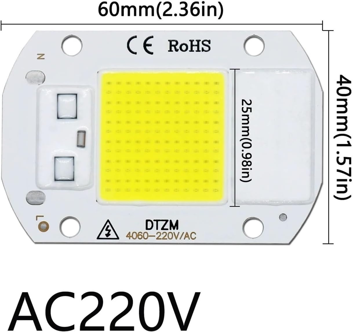 5Pcs a Lot 50W AC220V LED COB Chip Engine Smart IC Chips for DIY LED Floodlight Spotlight Lamp(Warm White 3000K)