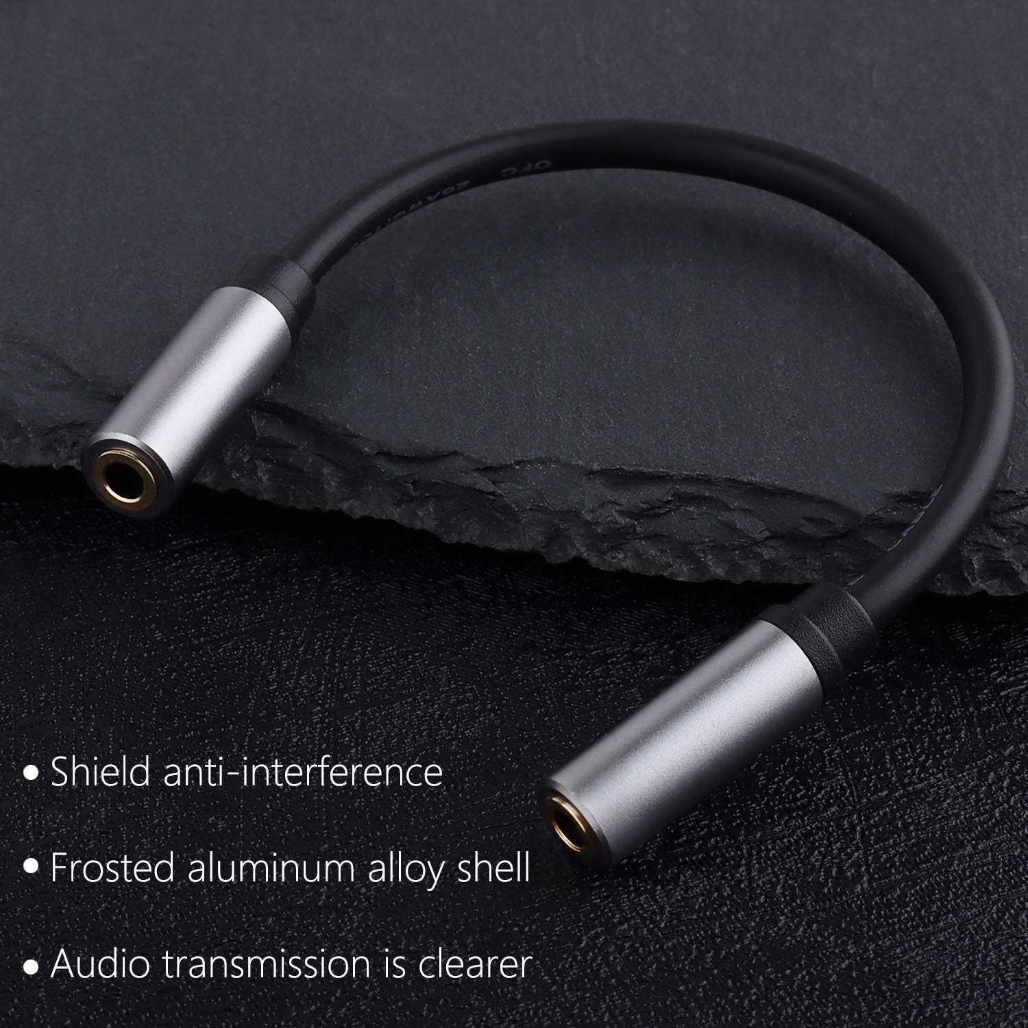 Pasow 3.5Mm Female to Female Adapter Cable TRS Stereo Audio AUX Connector Cod for Headphones, Car, Hifi - 15Cm/6Inch (Grey)