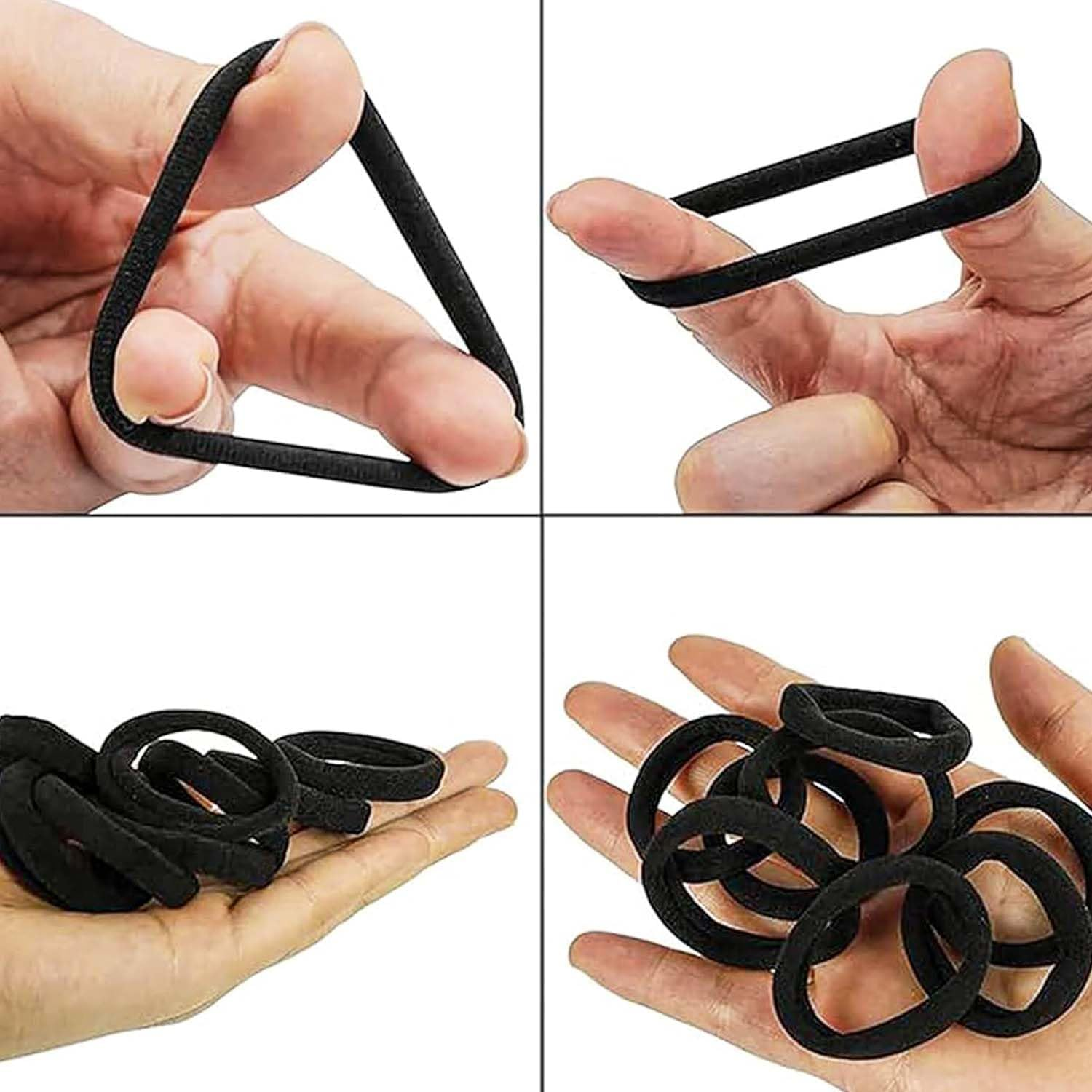 Scrunchies Hair Bands Bracelets Ponytail Holder Hair Accessories Extra Elastic & Strong Hold for Women, Men, Children (Black) image number 5