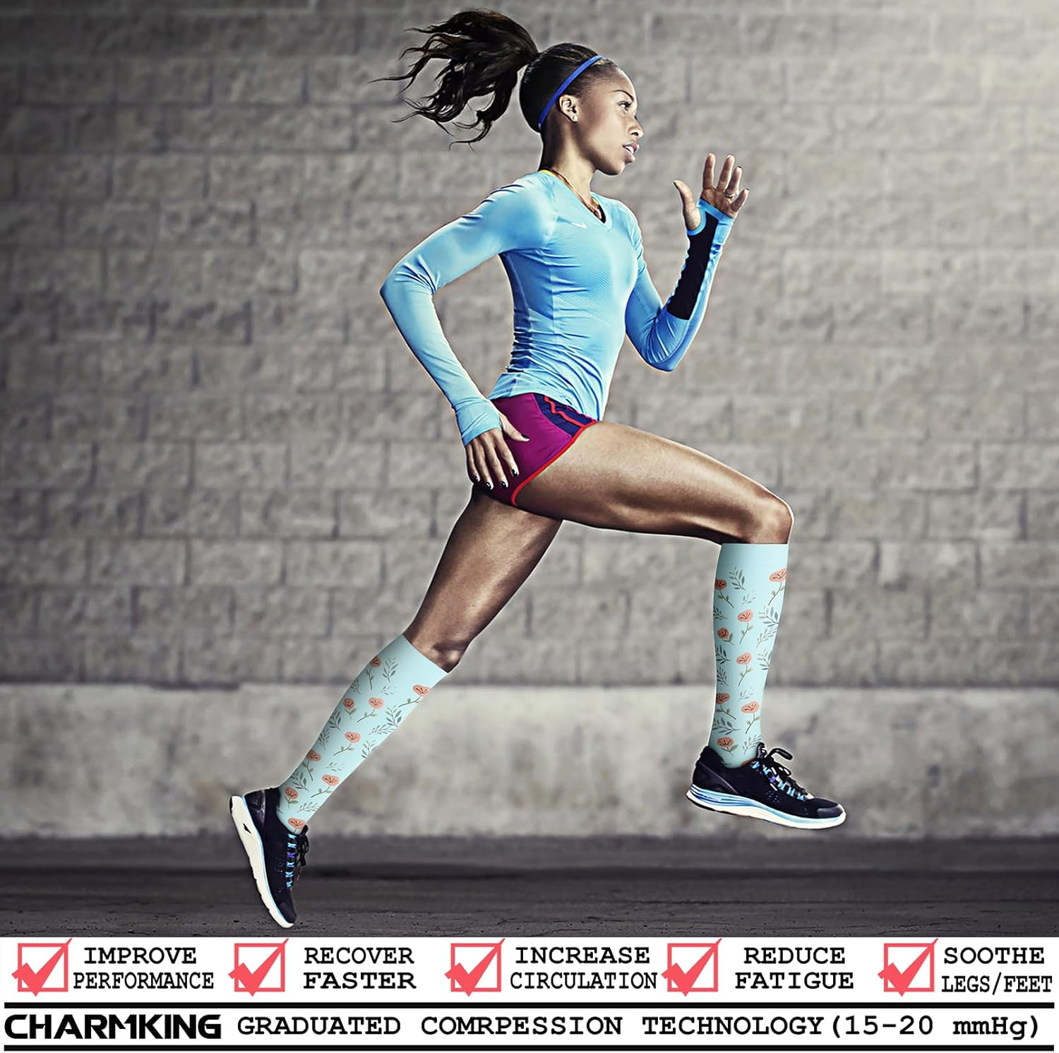 CHARMKING Compression Socks for Women & Men Circulation (8 Pairs) 15-20 Mmhg Is Best Support for Athletic Running,Hiking image number 6