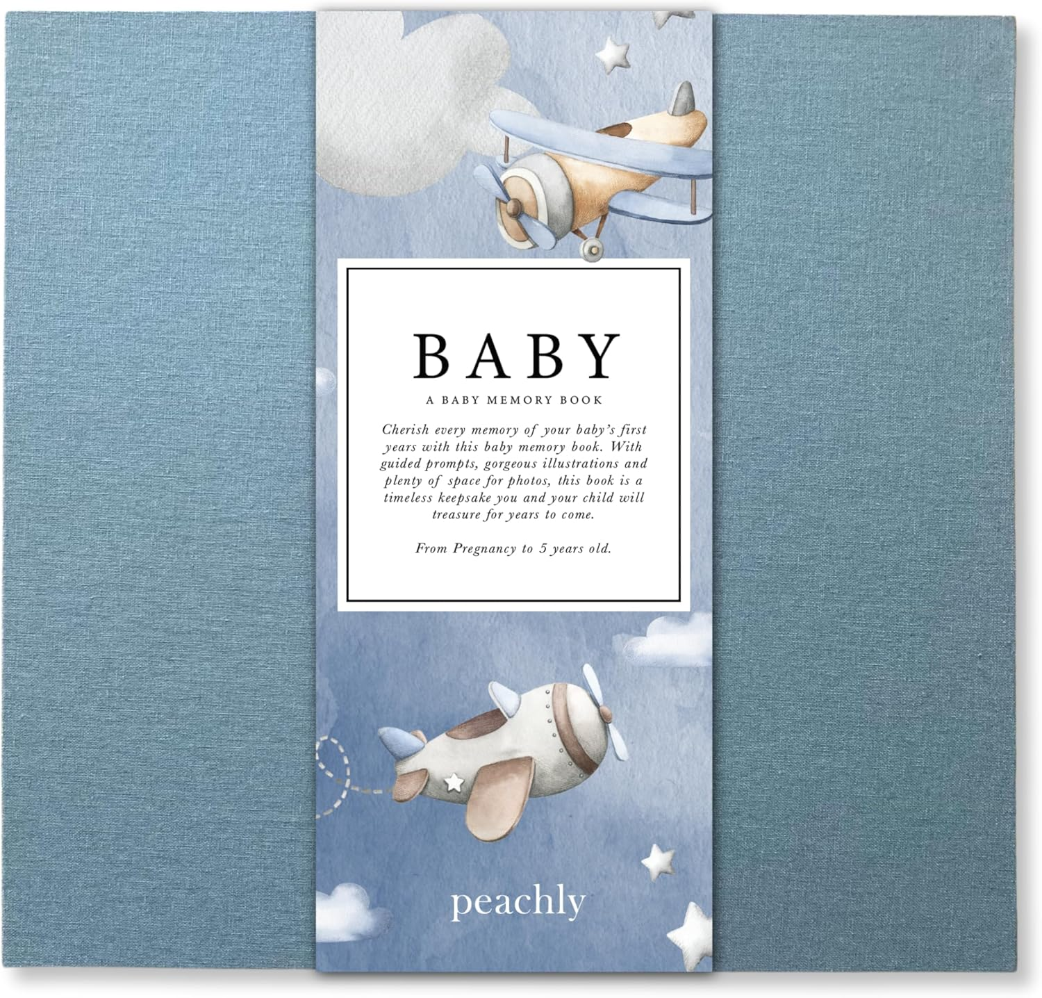 Peachly Baby Boy Memory Book | Baby First Year Keepsake for Milestones | Simple Scrapbook for Boy Milestones | Finn (Blue) image number 2