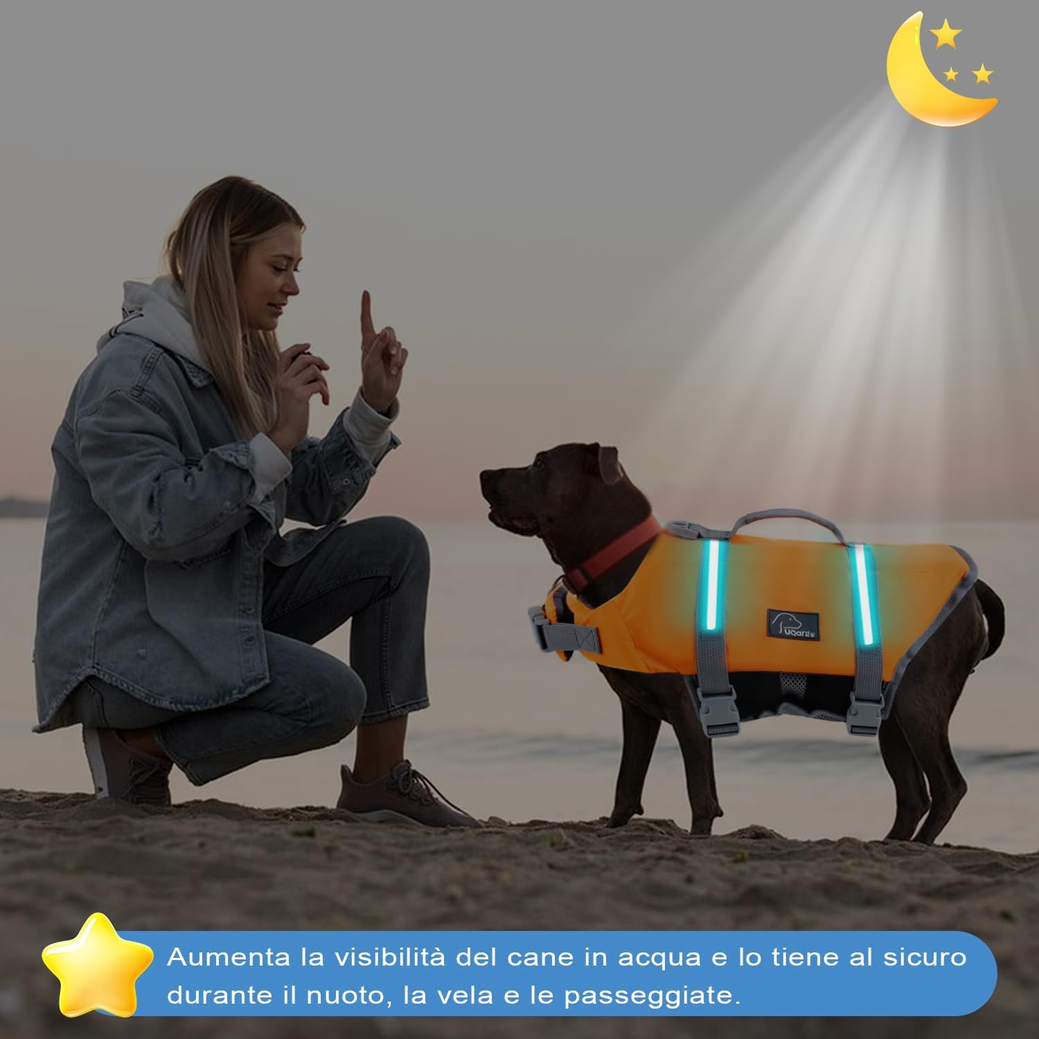 Voarge Dog Life Jacket, Pet Safety Vest Swimwear Dog Life Jacket, Adjustable for Dog Size with Strong Swimming and Rescue Handle (Orange, S) image number 3