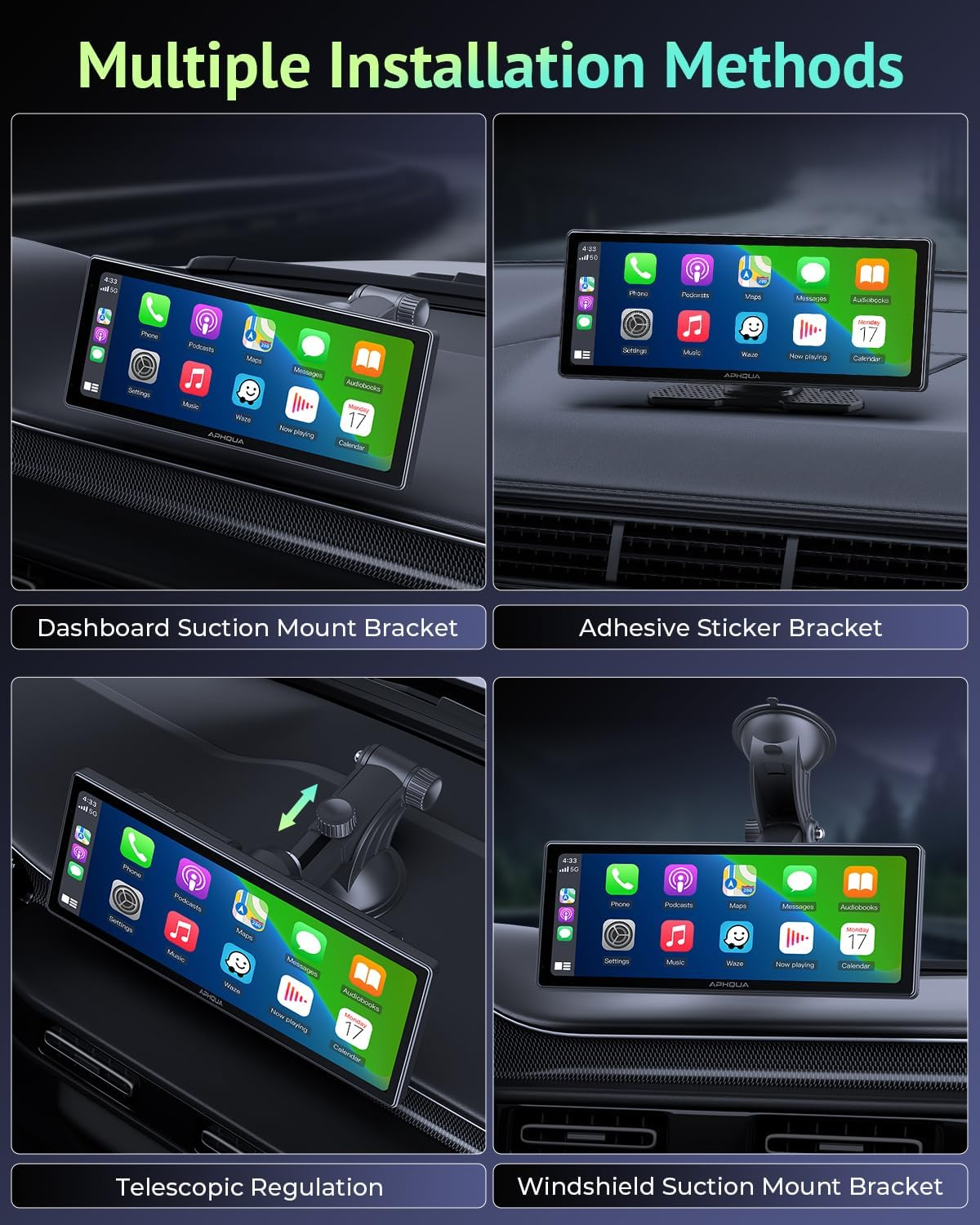 [2024 Upgrade] Apple Carplay Screen for Car&Android Auto Screen with 2.5K Dash Cam,Backup Camera,Portable 9.3" HD IPS Screen for Car,Gps Navigation,Bluetooth,Airplay,Aux/Fm for All Vehicles image number 6